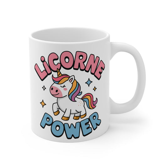 Mug Licorne Power - Cadeau Fantastique pour Fans de Licornes, Magie, et Univers Féeriques