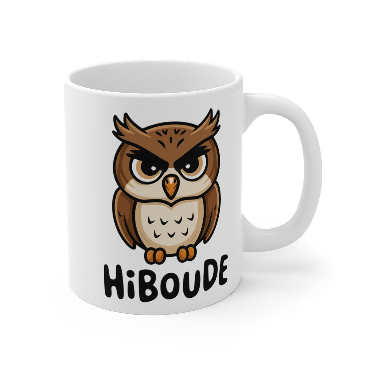Mug "Hiboude" - Design Drôle de Hibou Boudeur - Cadeau Amusant pour Amoureux des Chouettes