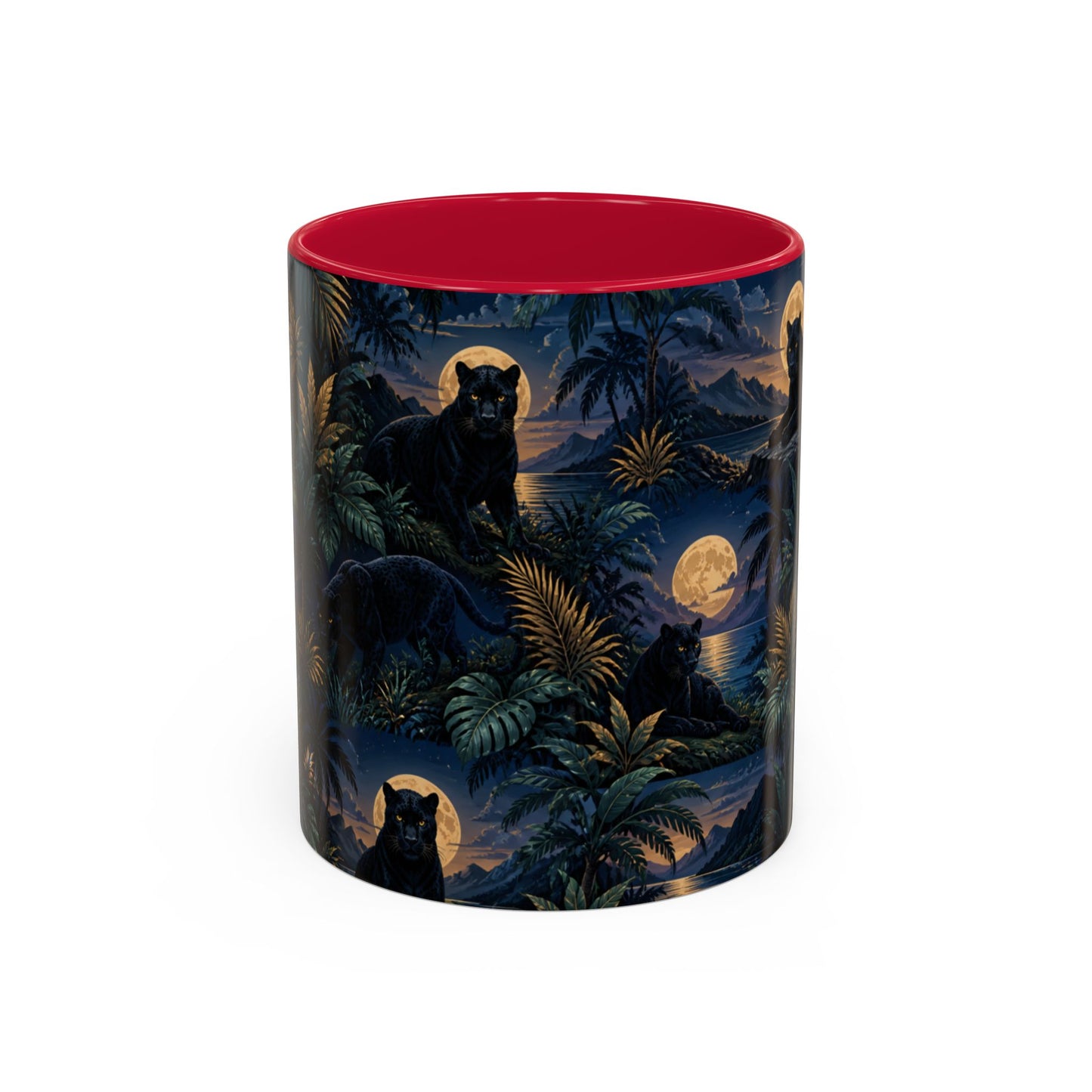 Tasse Panthère Noire Jungle Tropicale – Mug Animal Sauvage et Lune – Design Mystique Nocturne – Céramique 325ml