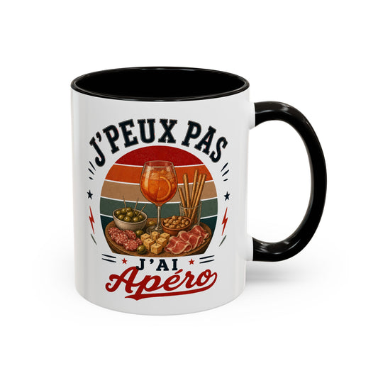 Tasse J’Peux Pas J’Ai Apéro – Mug Humour Apéritif Vintage – Cadeau Convivialité Homme Femme 325ml
