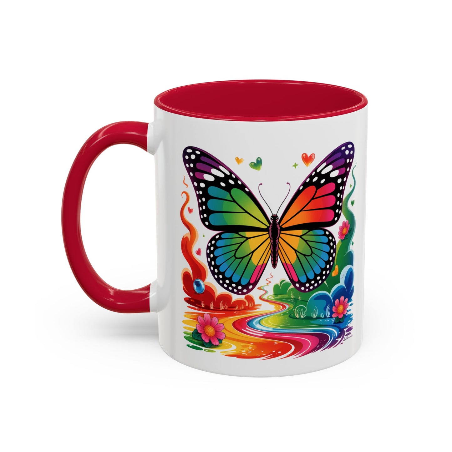 Mug Papillon Multicolore – Tasse Arc-en-Ciel Nature Féérique – Cadeau Artistique et Coloré – Céramique 325ml