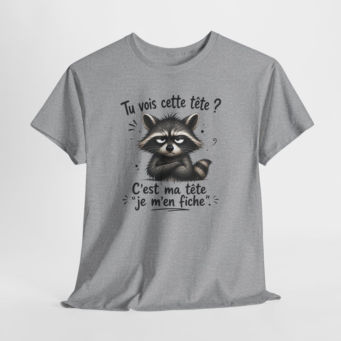 Tee-Shirt Tu Vois Cette Tête C’est Ma Tête Je M’en Fiche – Raton Laveur Humoristique – Cadeau Humour Sarcasme Homme Femme Adulte