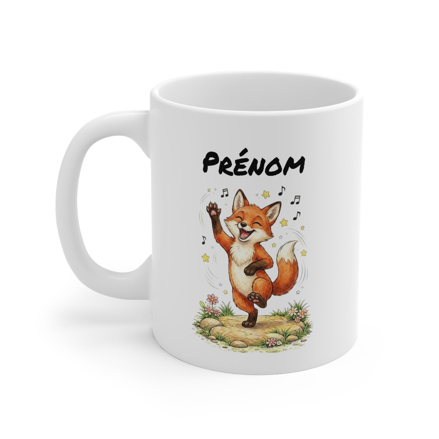 Mug Renard Personnalisable – Tasse avec Prénom ou Texte au Choix – Renard Rigolo Dansant – Idée Cadeau Homme Femme