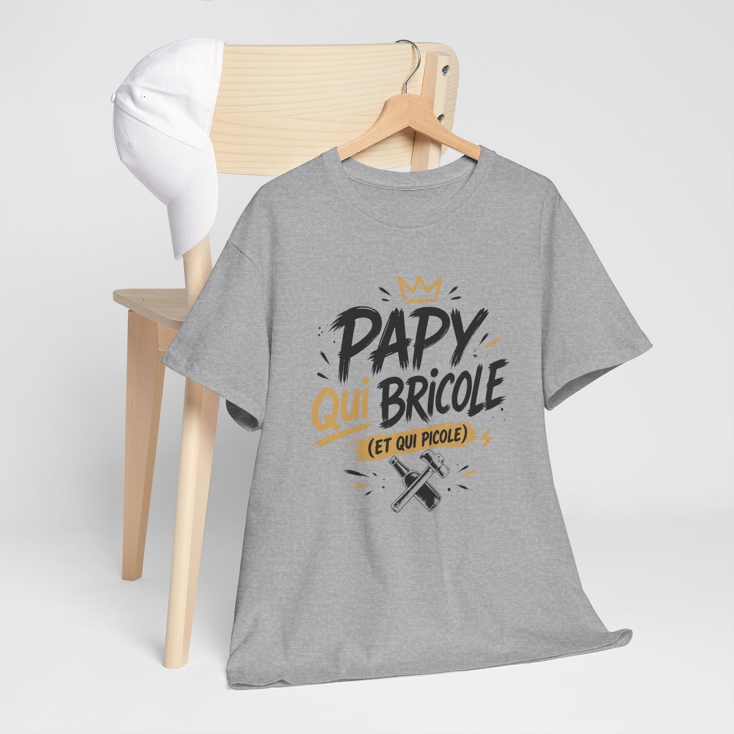 T-Shirt Papy Bricoleur Humour – Papy Qui Bricole Et Qui Picole – Cadeau Homme Bricolage Drôle