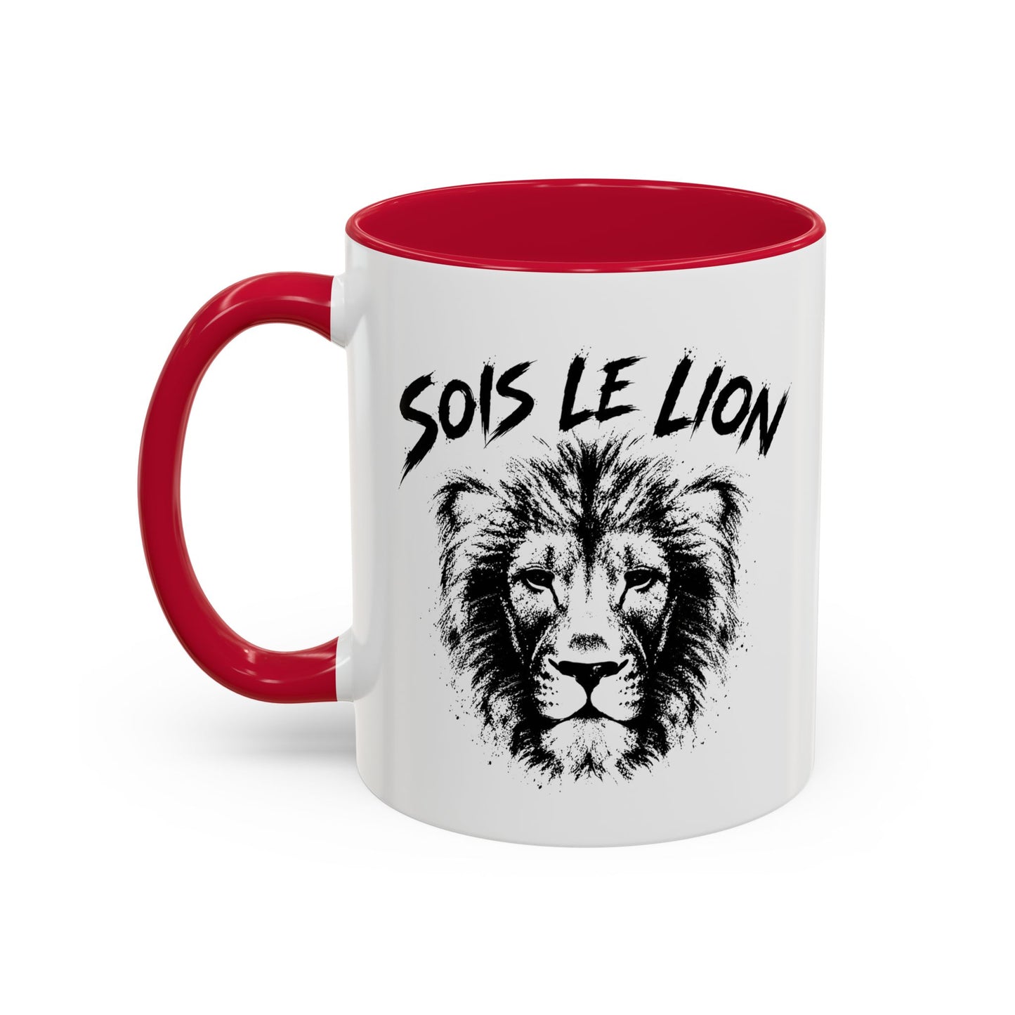 Mug Lion Motivant – Tasse Animaux Sauvages – Cadeau Original Homme et Femme, Courage Force Caractère Noir Bleu Rouge