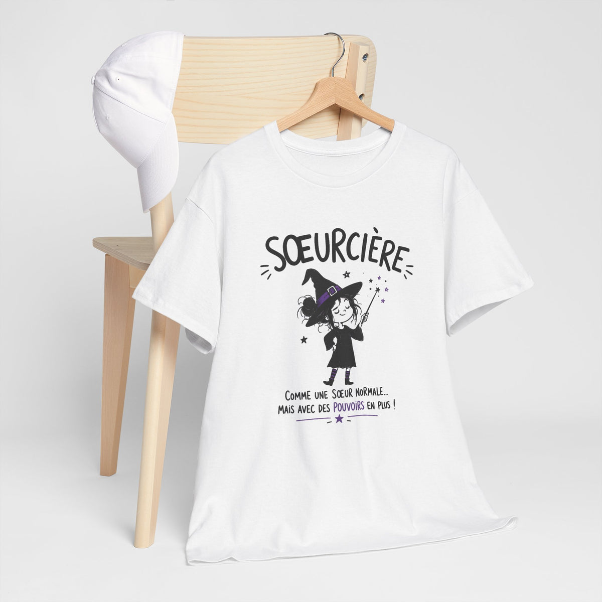 Tee Shirt Sœur Femme – Sœurcière Comme une Sœur Normale Mais Avec des Pouvoirs en Plus – T-Shirt Humour Cadeau Original