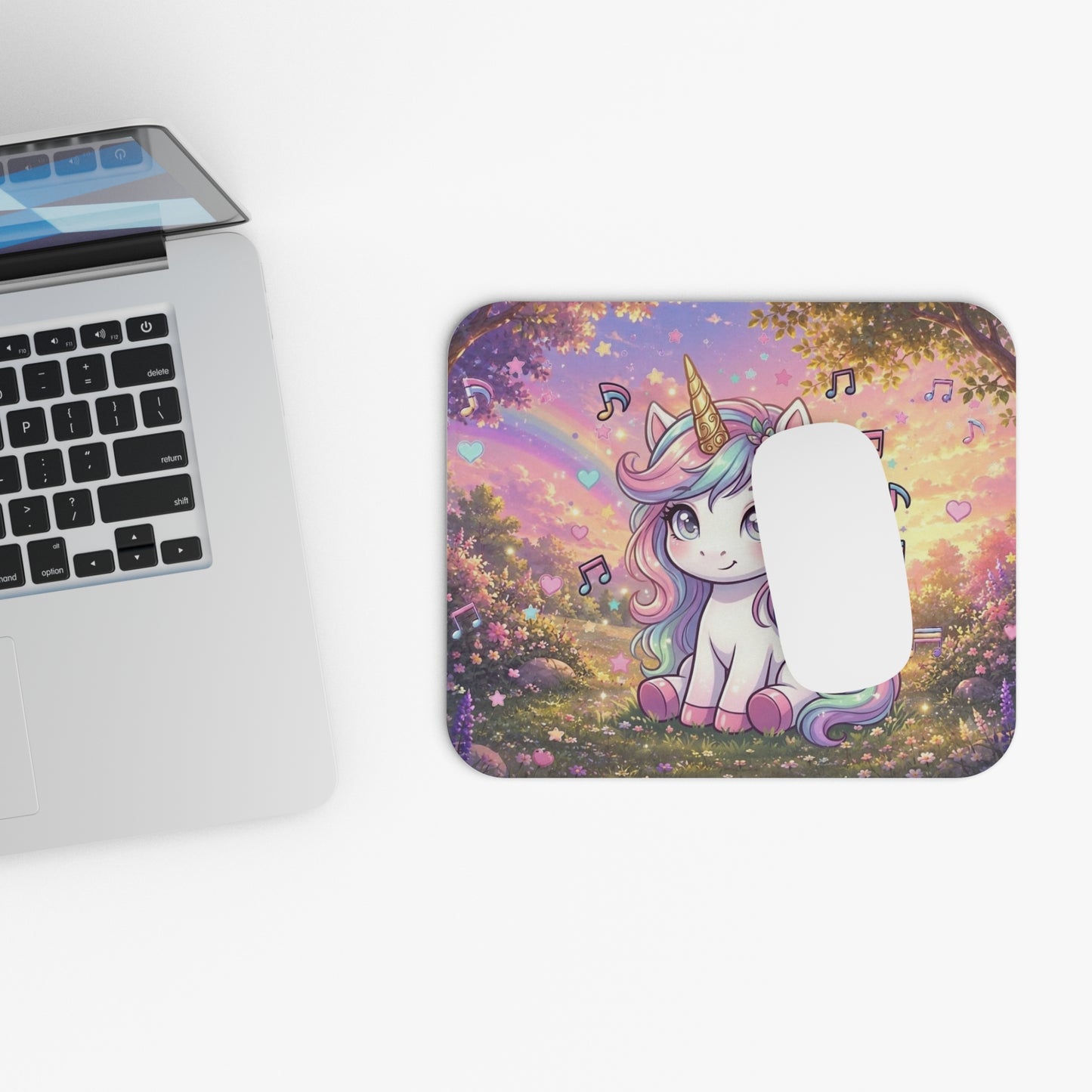Tapis de Souris 22x18cm Licorne Kawaii – Design Arc-en-Ciel Pastel – Accessoire Bureau Gaming – Cadeau Femme Fille Amateur d’Univers Féérique