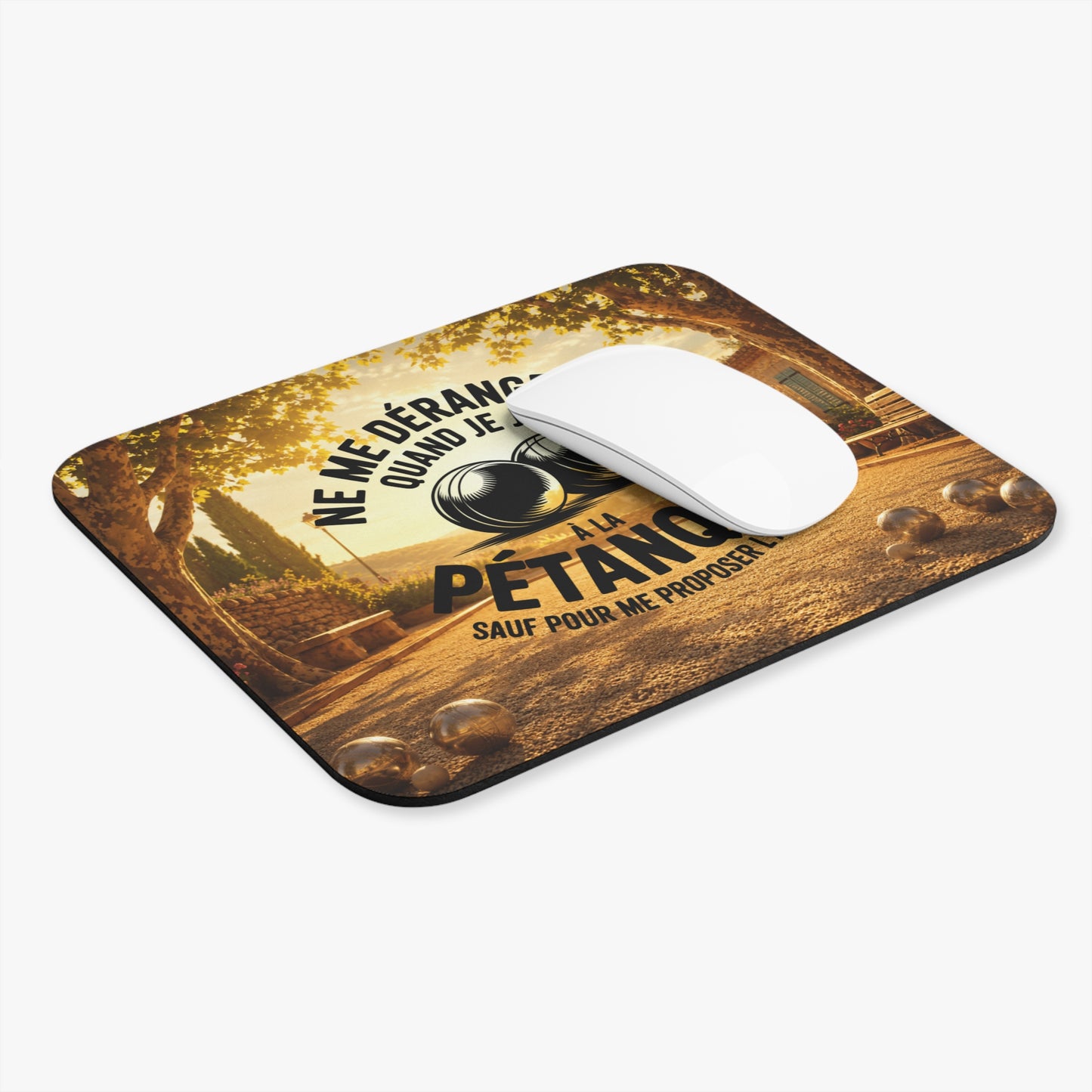 Tapis de Souris 22x18cm Ne Me Dérangez Pas Quand Je Joue à la Pétanque – Cadeau Humour Pétanque Homme Femme – Accessoire Bureau Gaming – Amateur de Boules et Apéro
