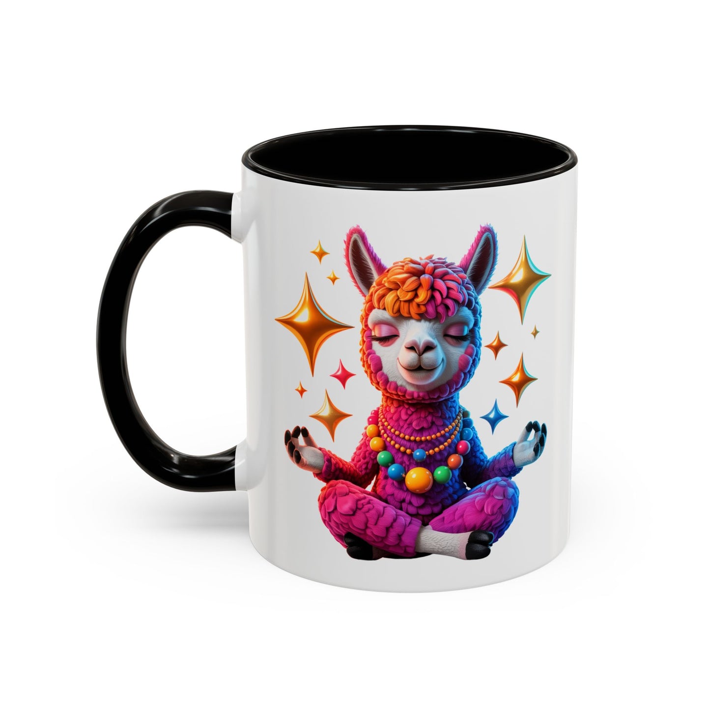 Mug Lama Méditation – Tasse Design Zen Coloré avec Étoiles – Cadeau Relaxation 325ml
