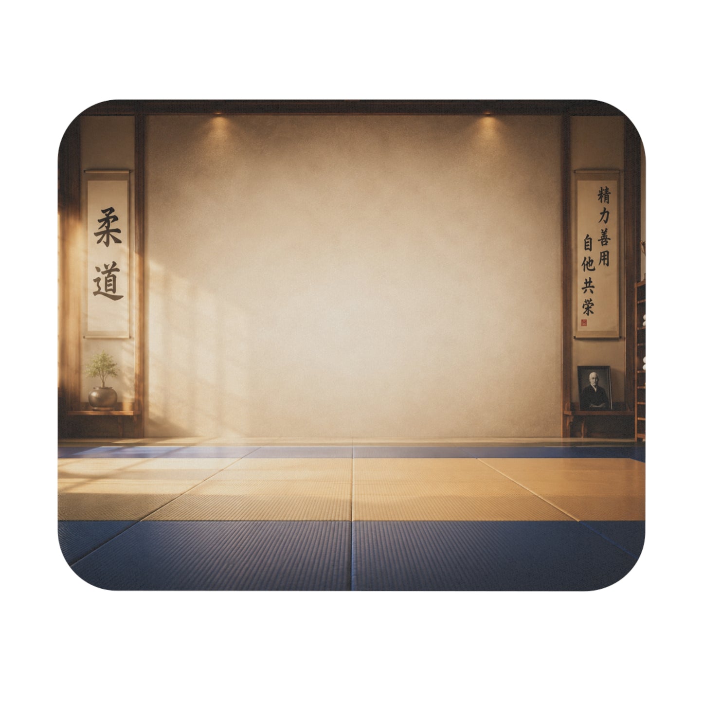 Tapis de Souris 22x18cm Dojo Japonais – Salle d'Arts Martiaux avec Tatami – Fond Zen Karaté Judo Aïkido – Bureau Gaming