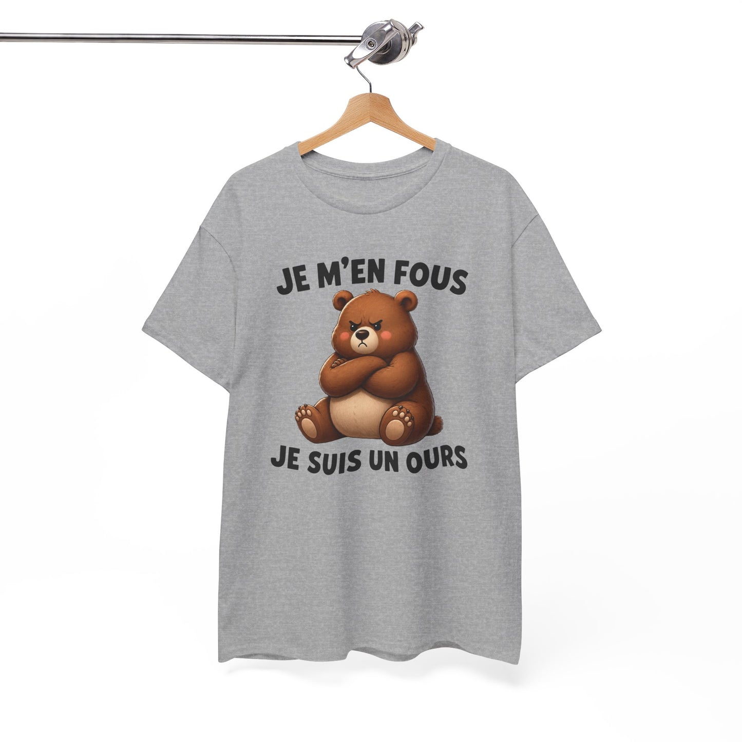 Tee Shirt Je M’En Fous Je Suis Un Ours – T-Shirt Humour Ours Grincheux – Cadeau Homme Femme Animal Mignon et Sarcastique