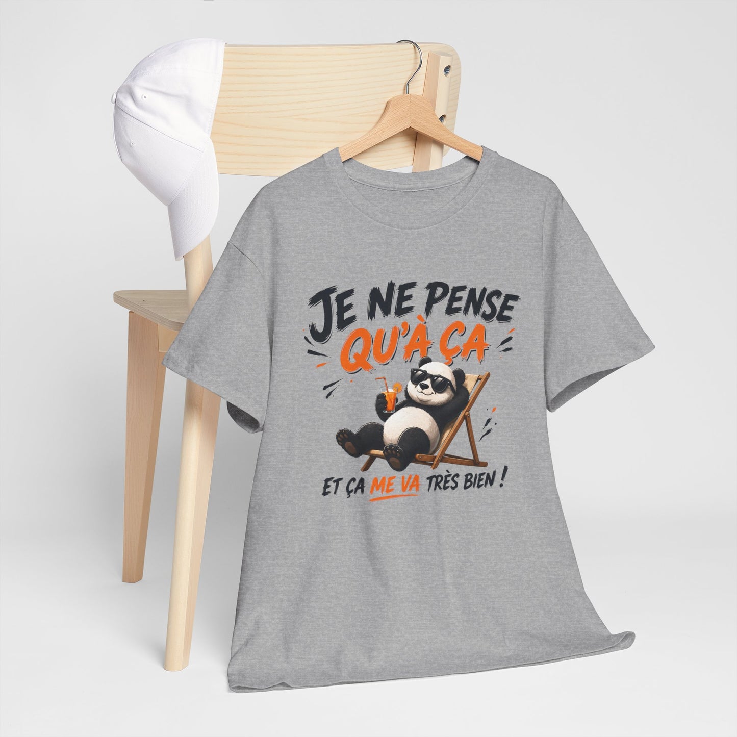Tee-Shirt Je Ne Pense Qu’à Ça Et Ça Me Va Très Bien – Panda Relax Humour – Cadeau Homme Femme Paresse Détente Vacances