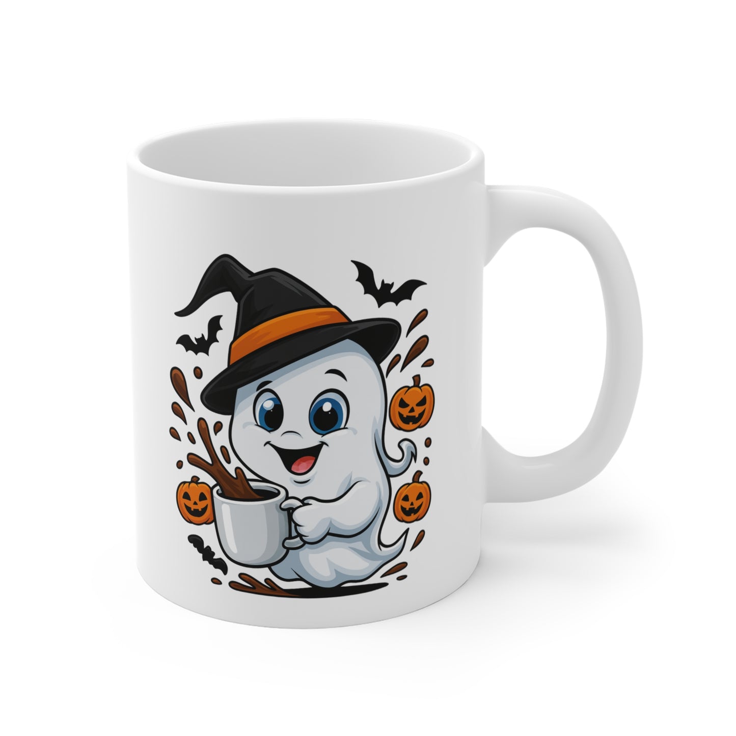 Mug Céramique Fantôme Sorcier Halloween – Tasse Citrouilles Mignonne 325ml – Cadeau Original Café Chocolat