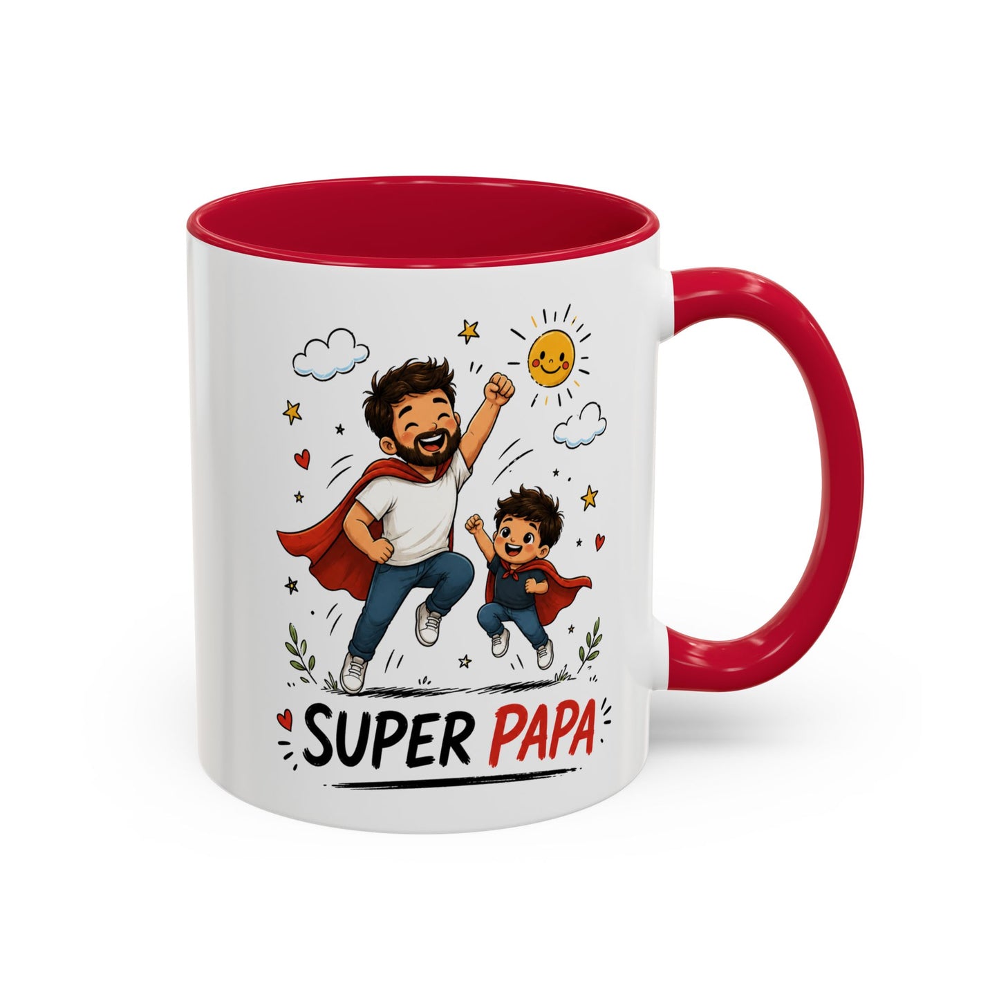 Tasse Super Papa Héros – Mug Père Fils Super Héros – Cadeau Papa Fête Des Pères Anniversaire 325ml