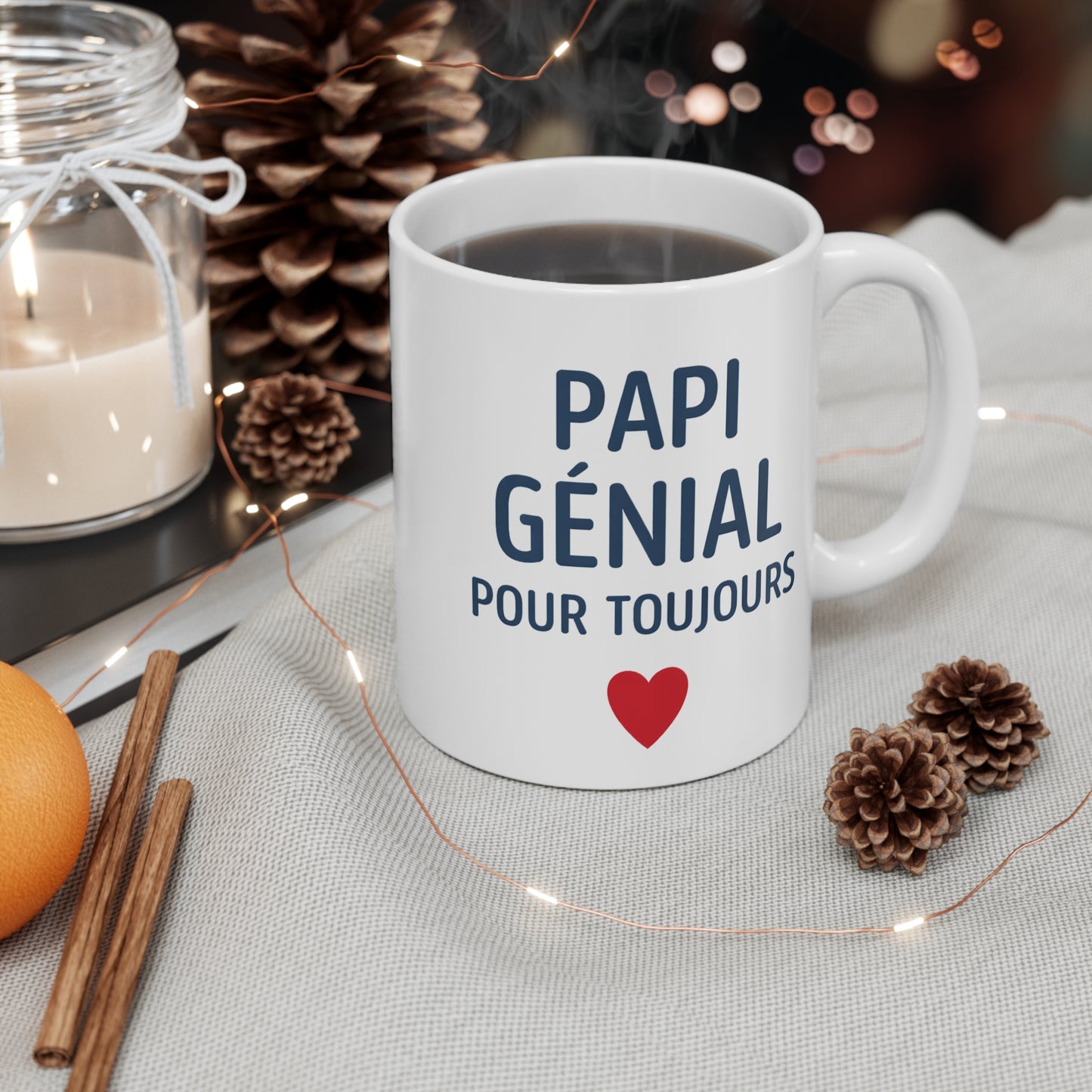 Tasse Papi Génial – Mug Message Amour Grand-Père – Cadeau Papi Original Fête des Grands-Pères 325ml