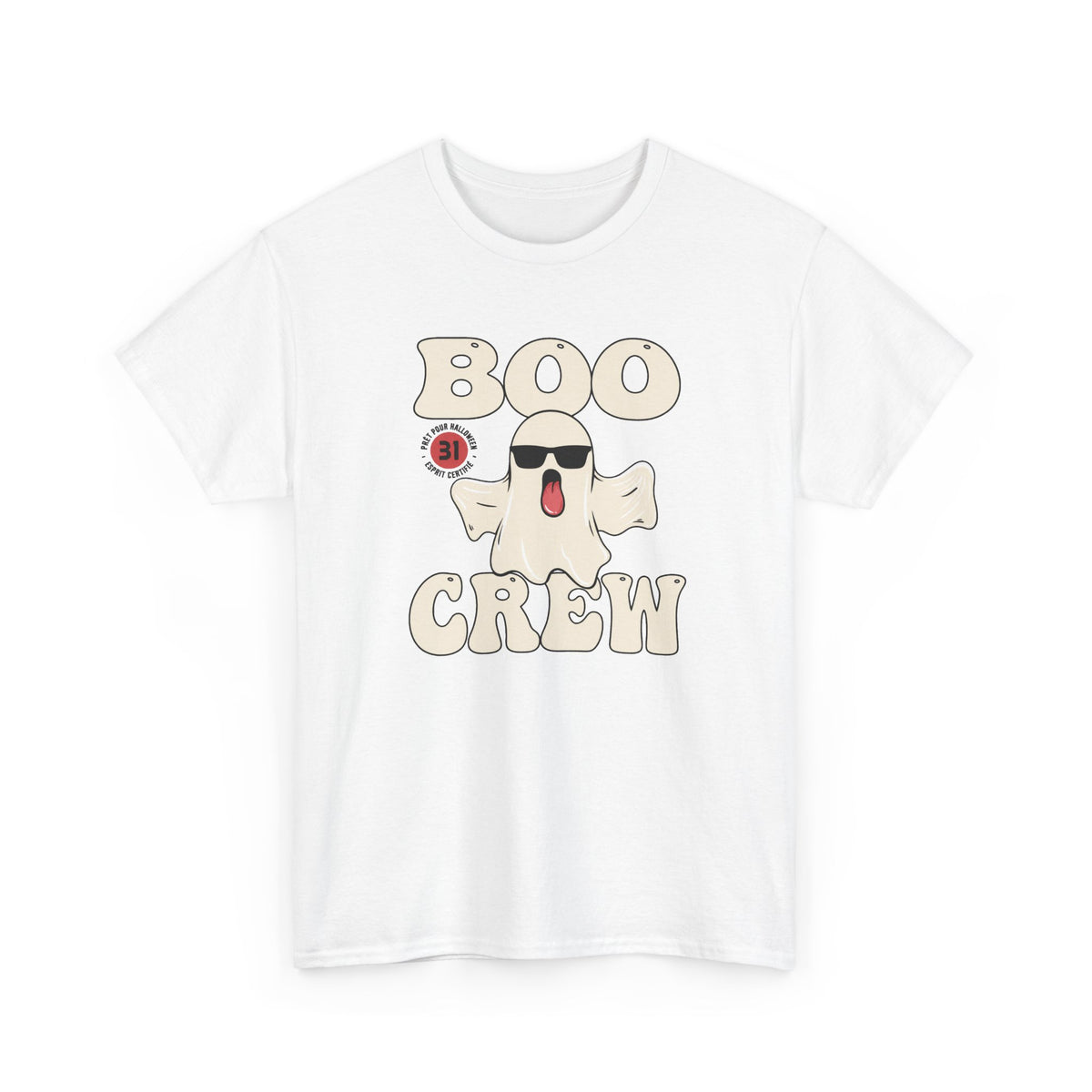 T-Shirt Halloween Homme et Femme Blanc et Gris – Fantôme Humour Effrayant – Cadeau Fête Halloween