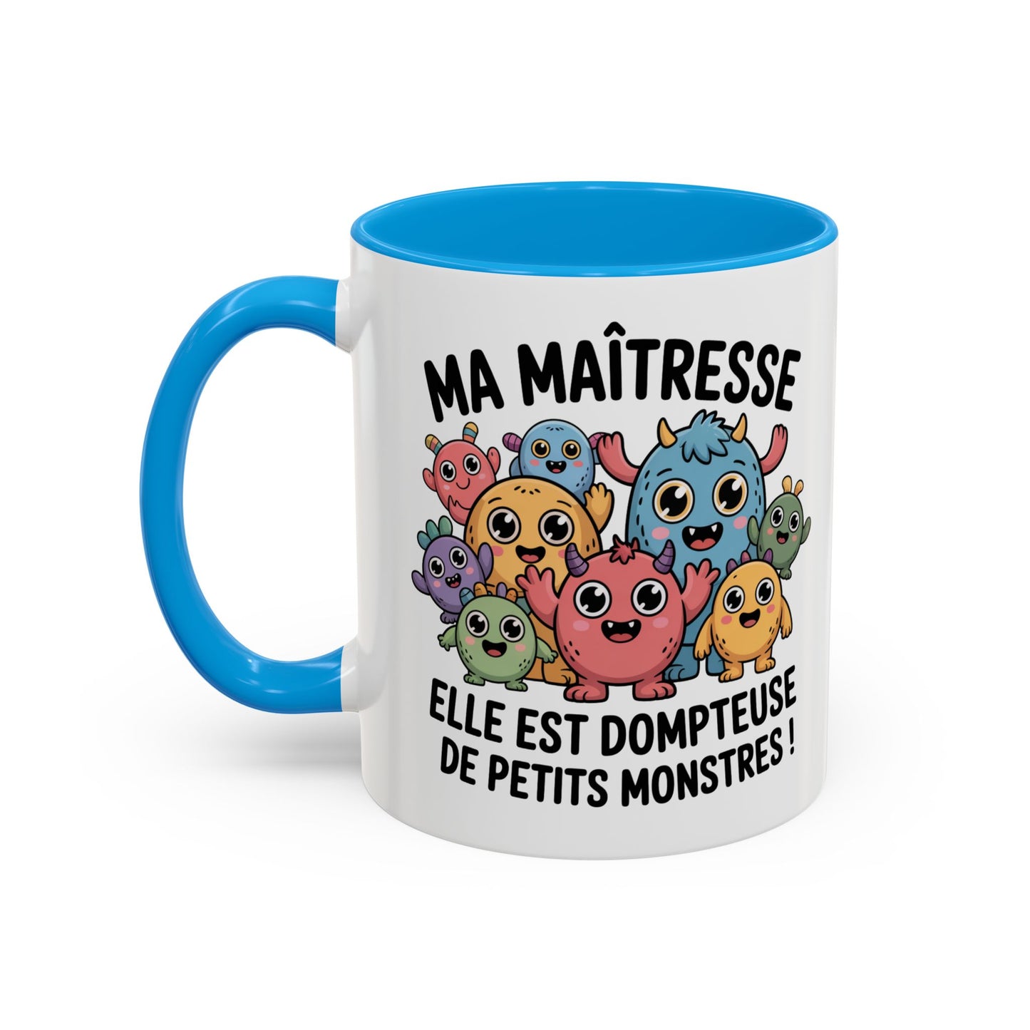 Tasse Maîtresse “Elle est dompteuse de petits monstres” – Mug Cadeau Maîtresse Drôle École – Cadeau