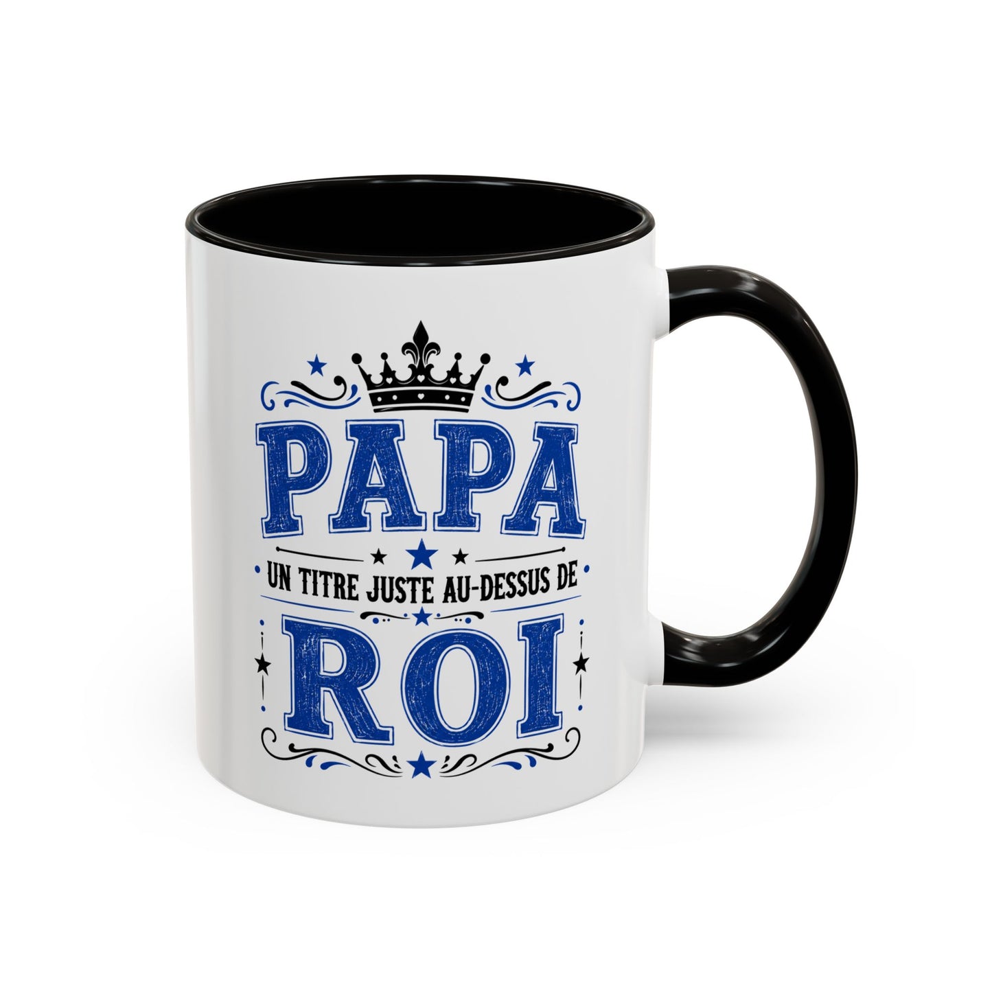 Mug Papa Homme – Tasse Cadeau Père Roi de la Famille – Idée Originale Anniversaire Fête des Pères Noël Noir Bleu Rouge