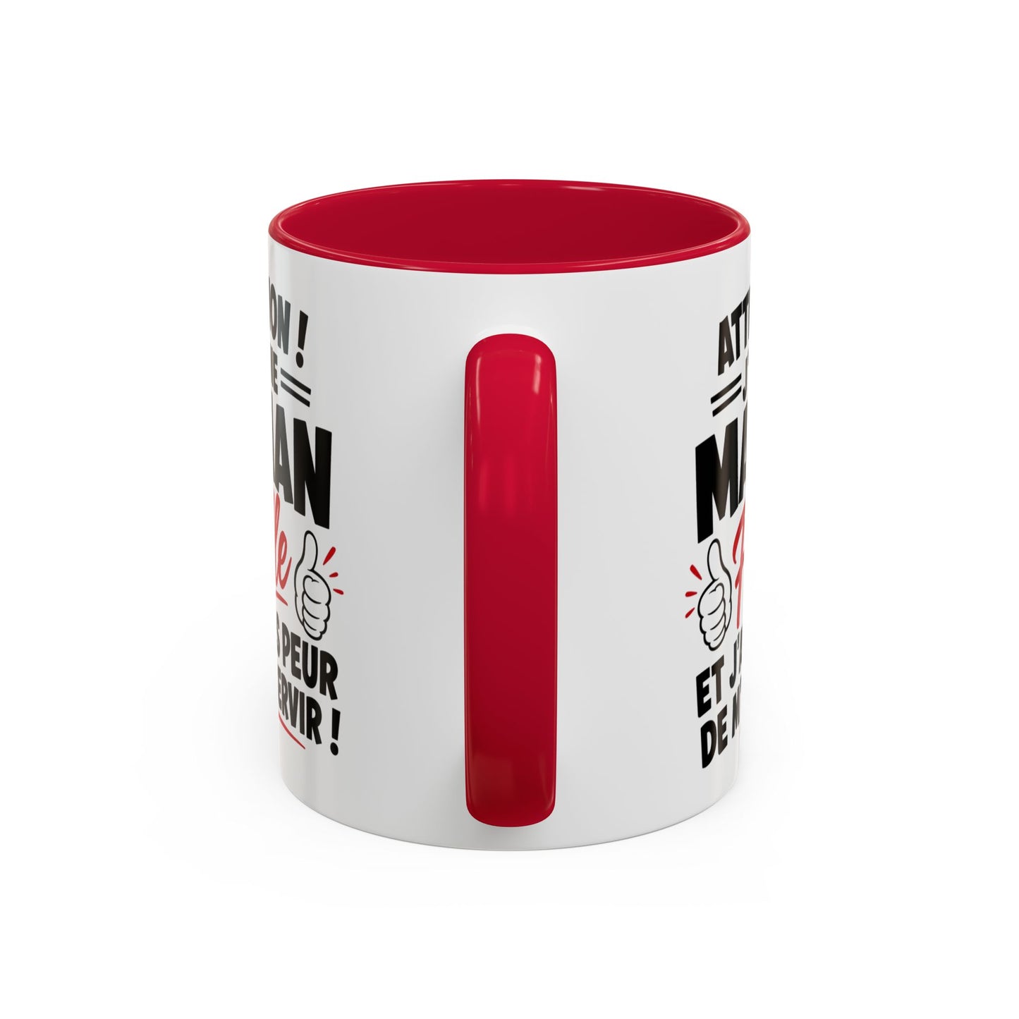 Mug “Attention J’ai Une Maman Folle” – Tasse Humour Maman Protectrice – Cadeau Drôle Fête des Mères – Céramique 325ml Noir Bleu Rouge