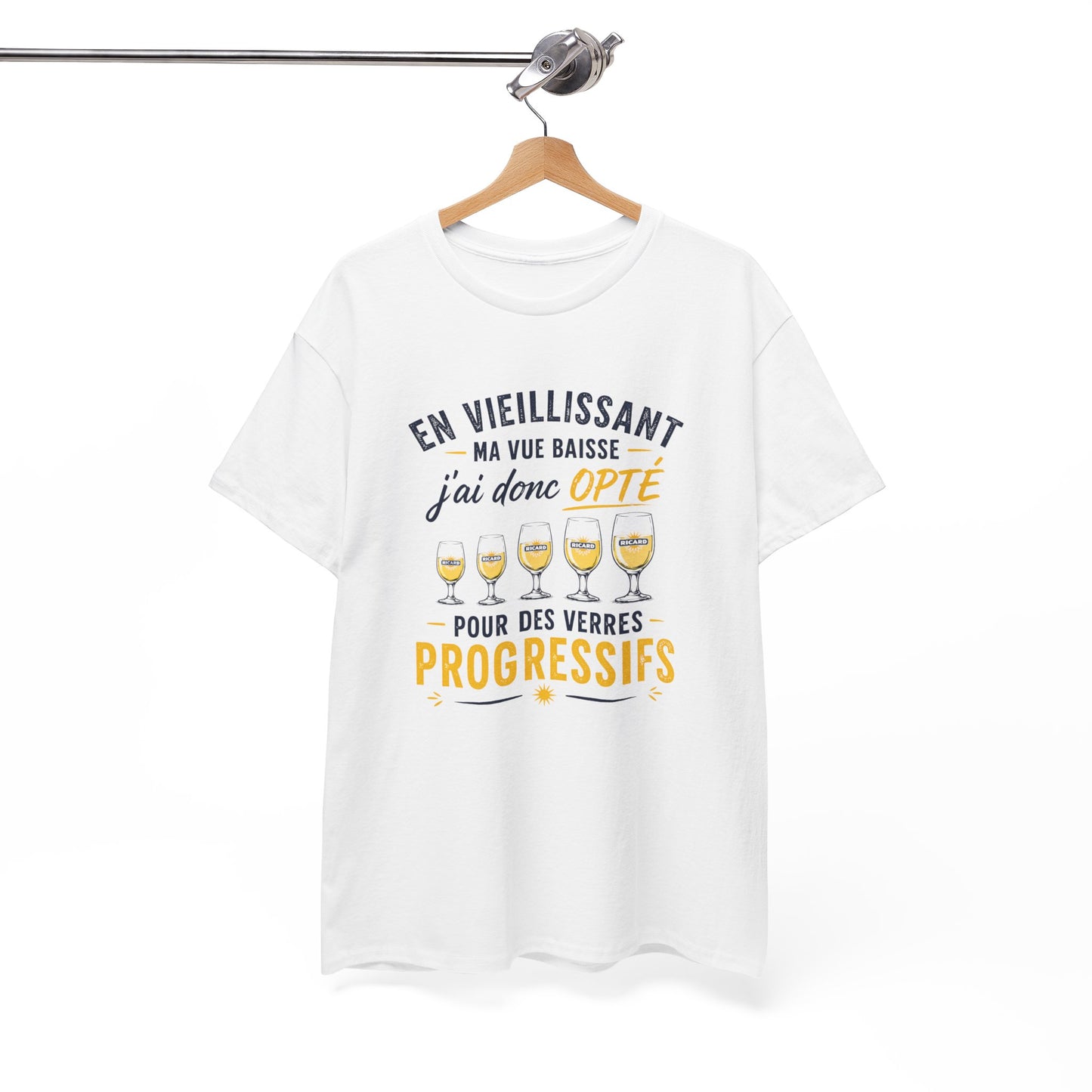 T-Shirt Humour Pastis Verres Progressifs – Tee Shirt Drôle Apéro Alcool Citation Amusante Adulte – Cadeau Ami Apéritif Noir Blanc Gris