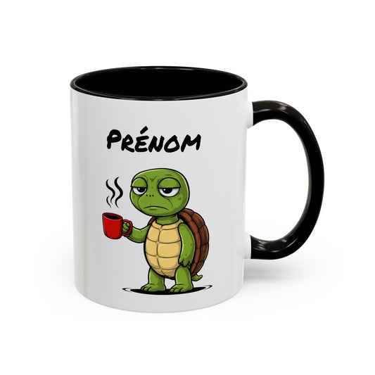 Mug Tortue Fatiguée Personnalisable 325ml – Tasse Café Humour Animal Mignon Drôle Réveil Difficile