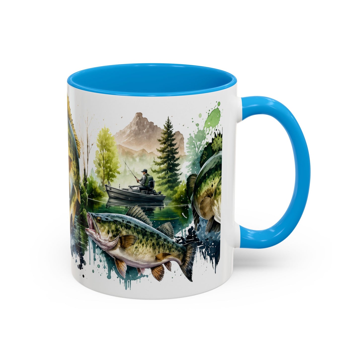 Tasse Pêche Black Bass – Mug Pêcheur Vintage Aquarelle – Cadeau Passion Pêche Homme 325ml