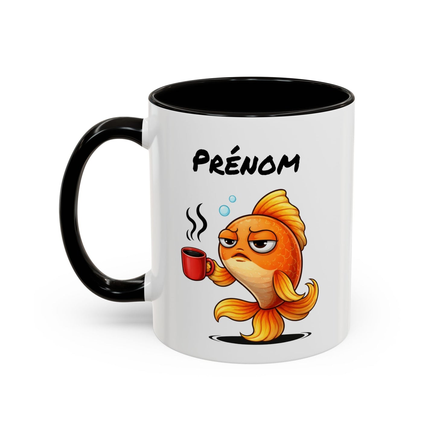 Mug Poisson Rouge Fatigué Personnalisable 325ml – Tasse Café Humour Animal Mignon Drôle Réveil