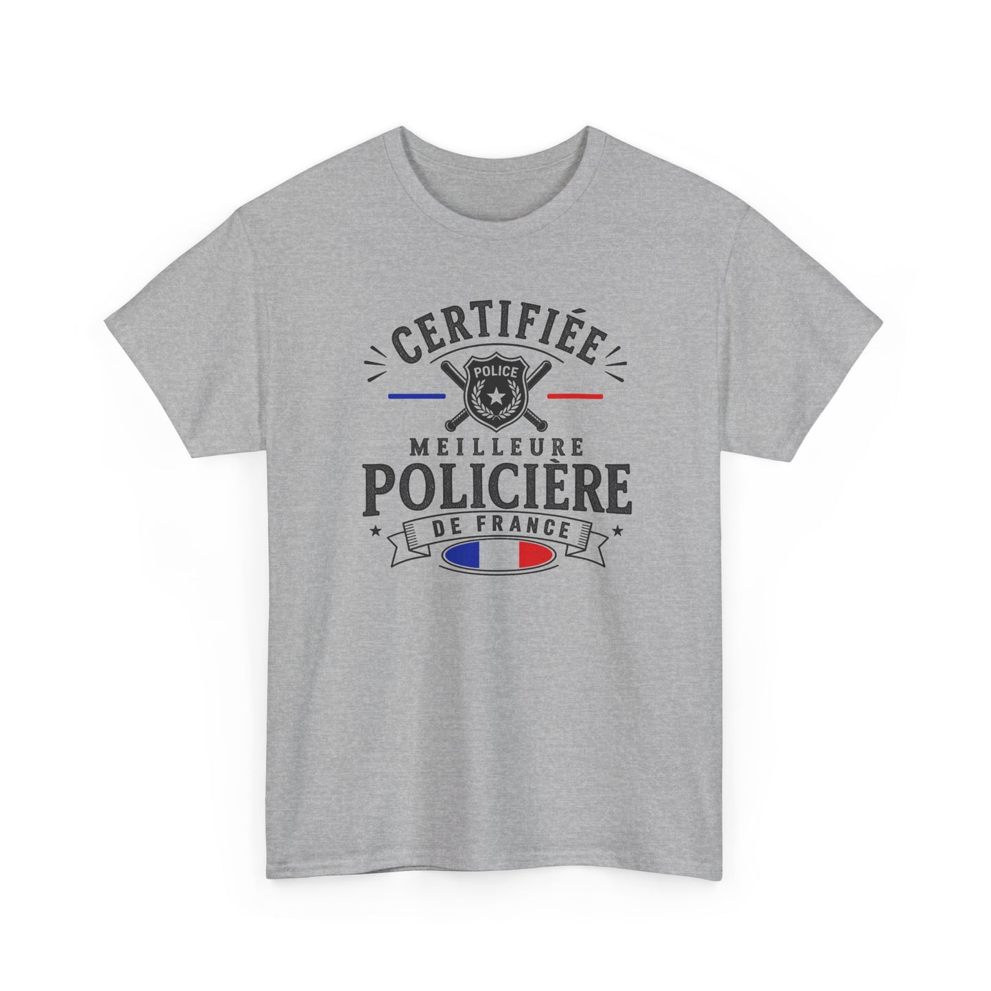 Tee Shirt Policière Femme – Certifiée Meilleure Policière de France – T-Shirt Métier Police Cadeau Original Femme