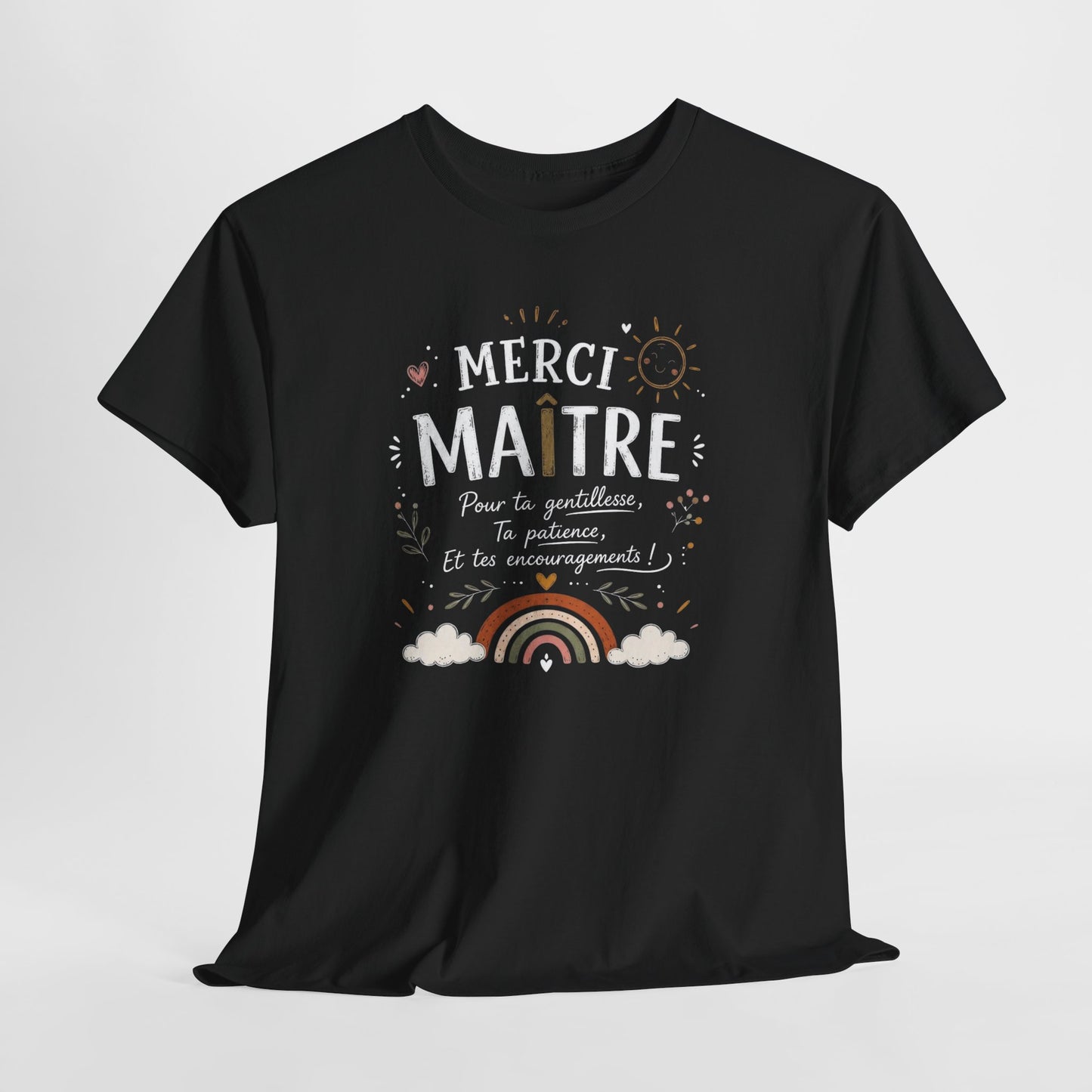 Tee-Shirt Merci Maître Homme – Cadeau Fin d’Année Scolaire Enseignant École Primaire Remerciement Institututeur