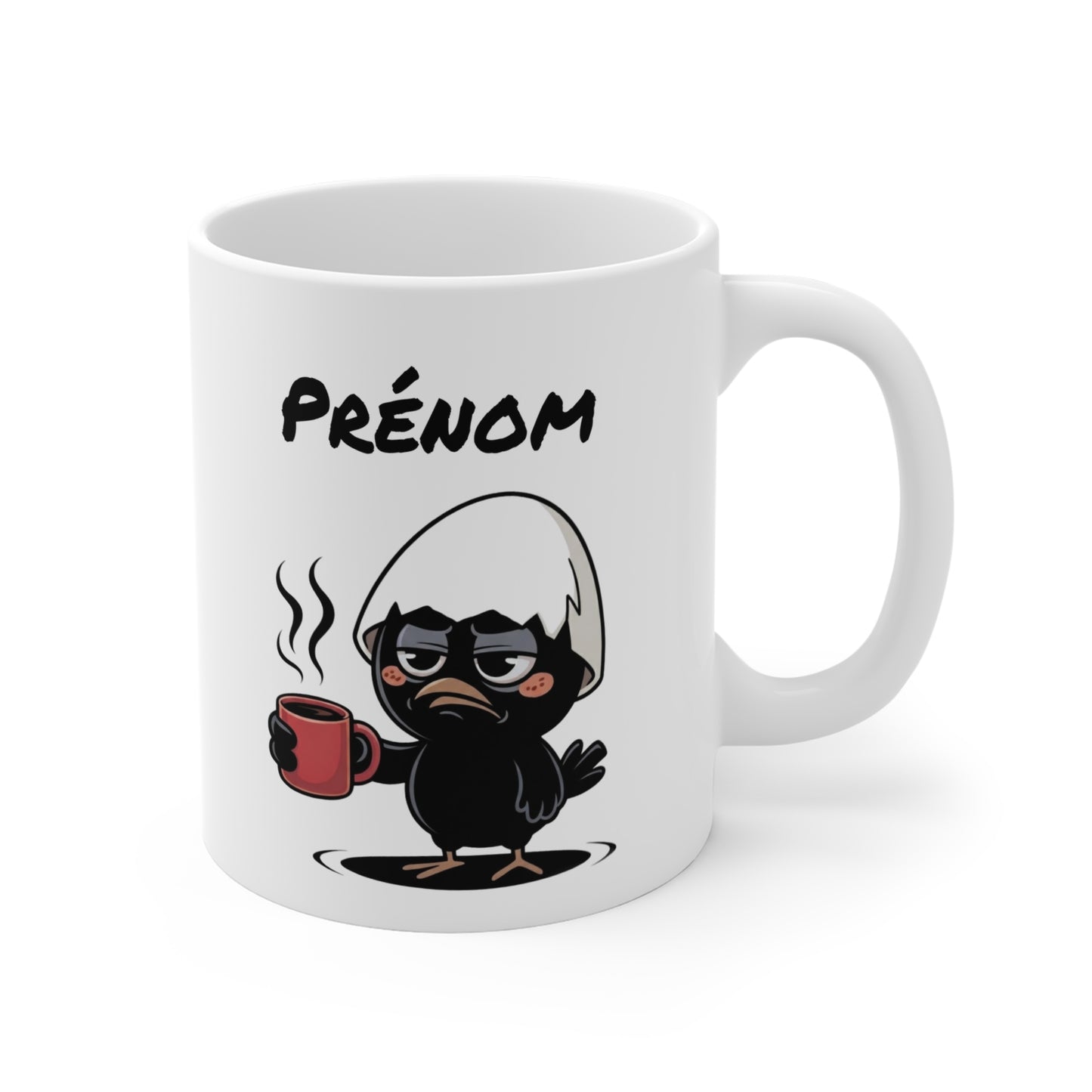 Tasse Personnalisable Calimero Fatigué – Mug Humour Café Matin Difficile – Cadeau Drôle Prénom 325ml
