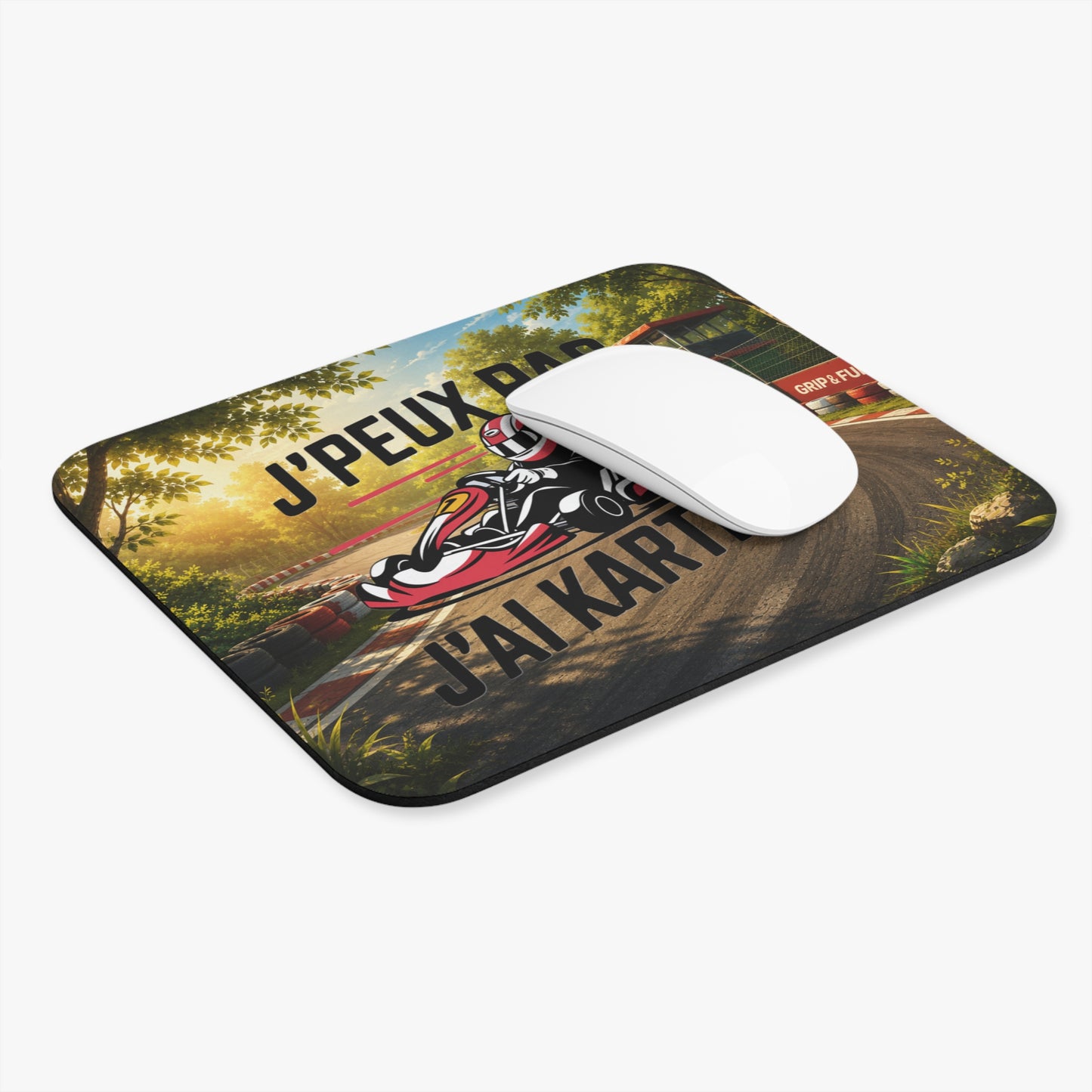 Tapis de Souris 22x18cm J’Peux Pas J’Ai Karting – Cadeau Humour Karting Homme Femme – Design Course Automobile – Accessoire Bureau Gaming