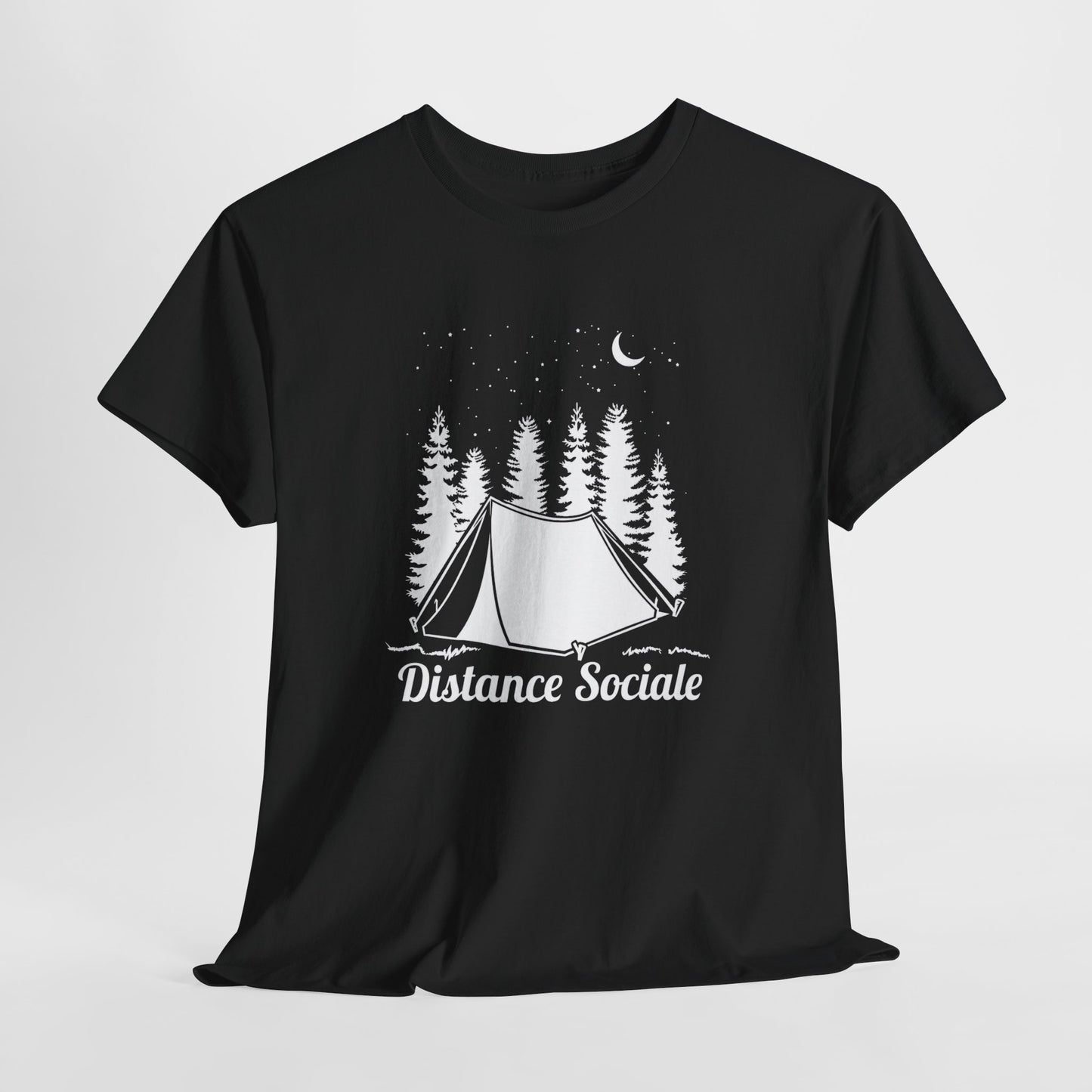 T-Shirt Camping Homme et Femme – Cadeau Campeur Randonnée Bivouac – Humour Distance Sociale Nature Forêt – Idée Cadeau Plein Air