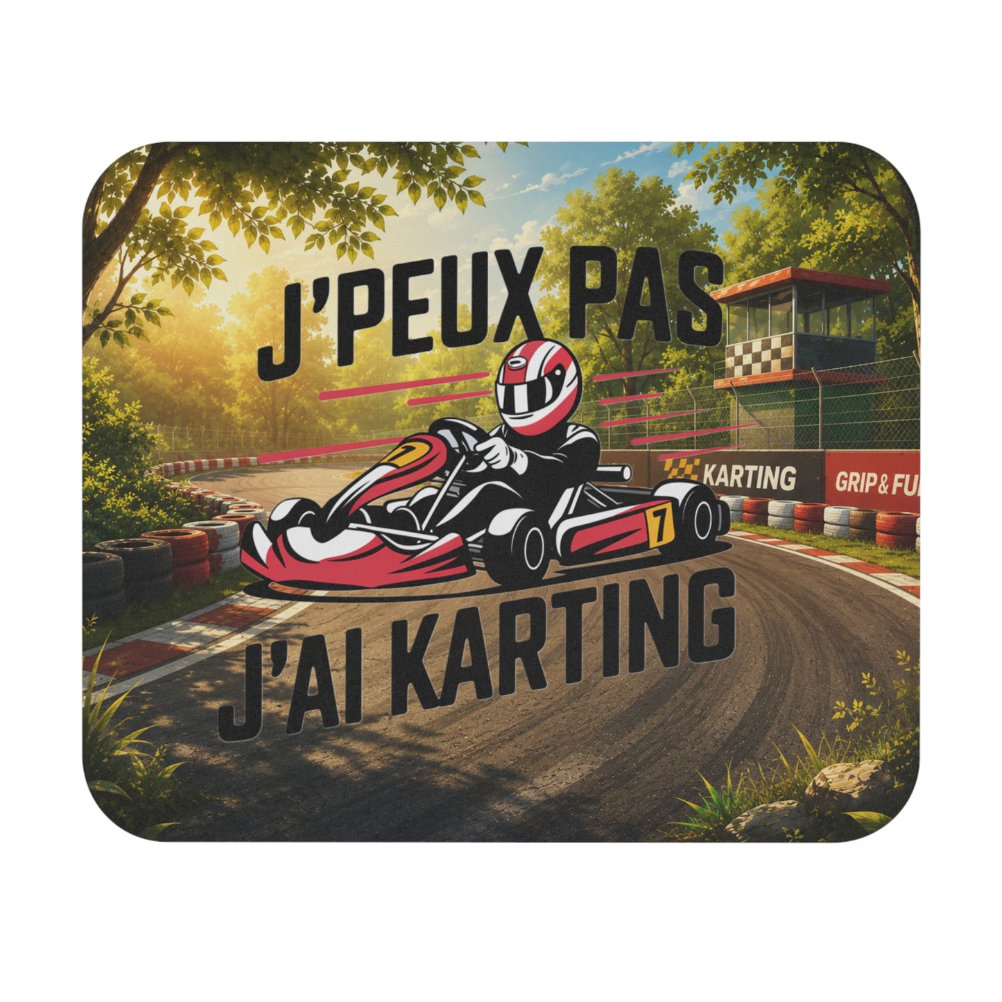 Tapis de Souris 22x18cm J’Peux Pas J’Ai Karting – Cadeau Humour Karting Homme Femme – Design Course Automobile – Accessoire Bureau Gaming