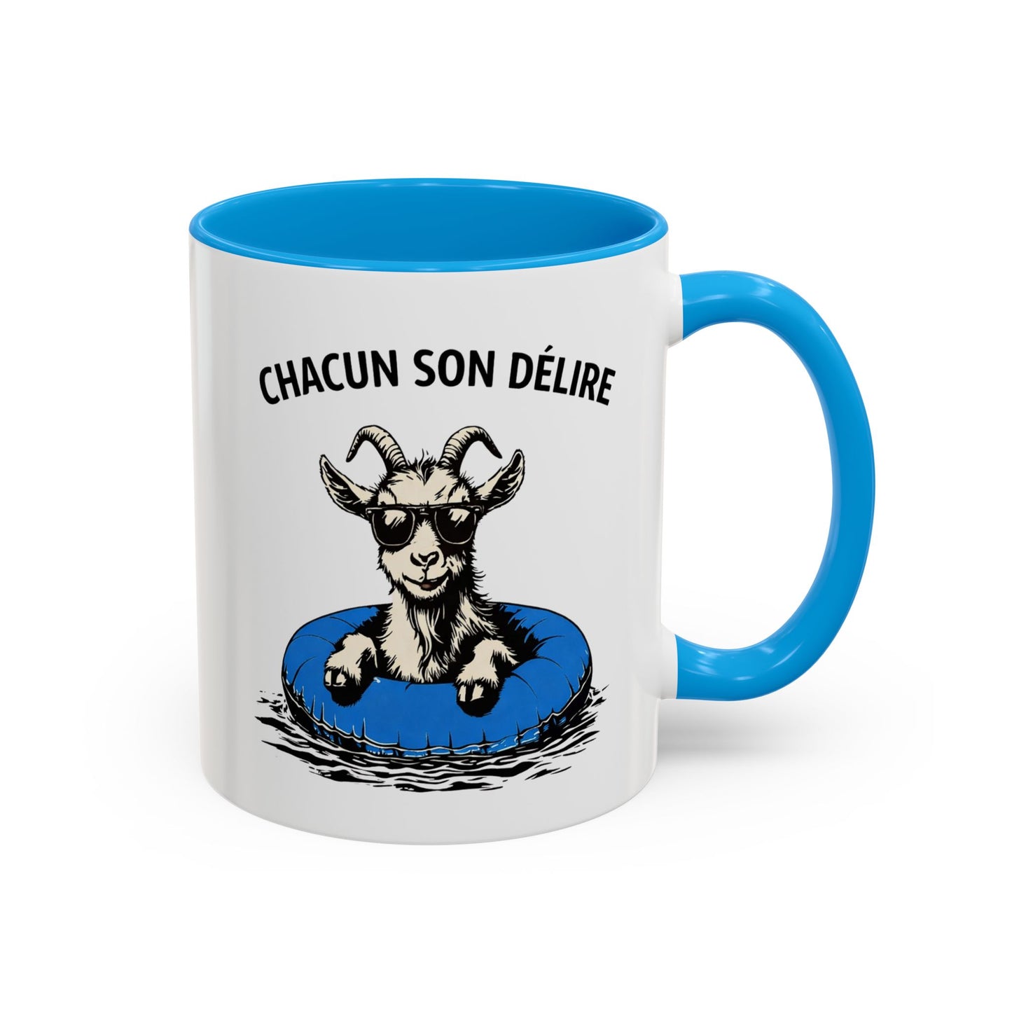 Tasse Chèvre Humour Chacun Son Délire 325ml – Mug Céramique Animal Fun Lunettes Cadeau Original