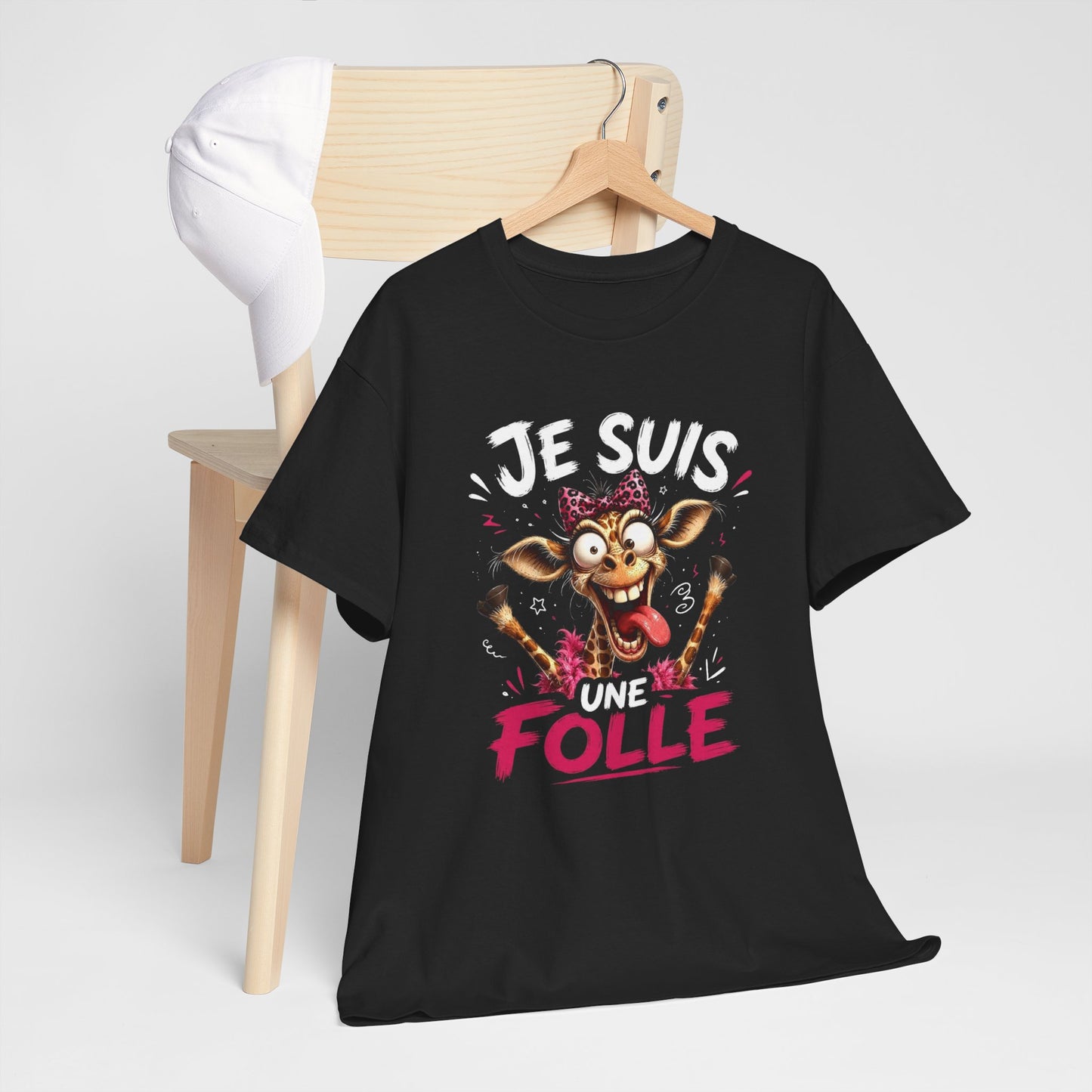 Tee-Shirt Femme Je Suis Une Folle – Girafe Folle Cartoon Humoristique – Cadeau Femme Drôle
