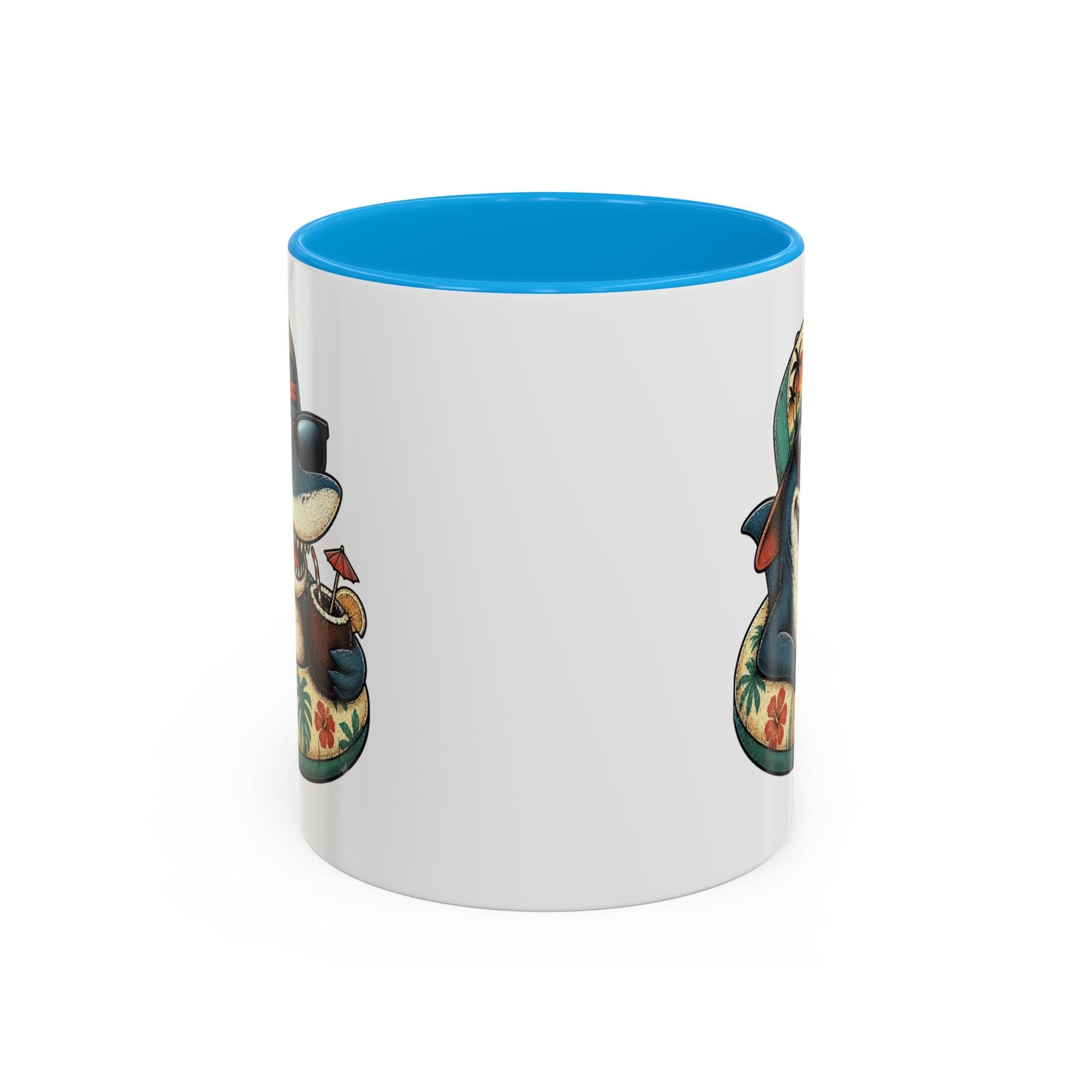 Tasse Requin Drôle avec Cocktail – Mug Requin Tropical Homme Femme – Cadeau Original Été Vacances Plage Surf 325 ml