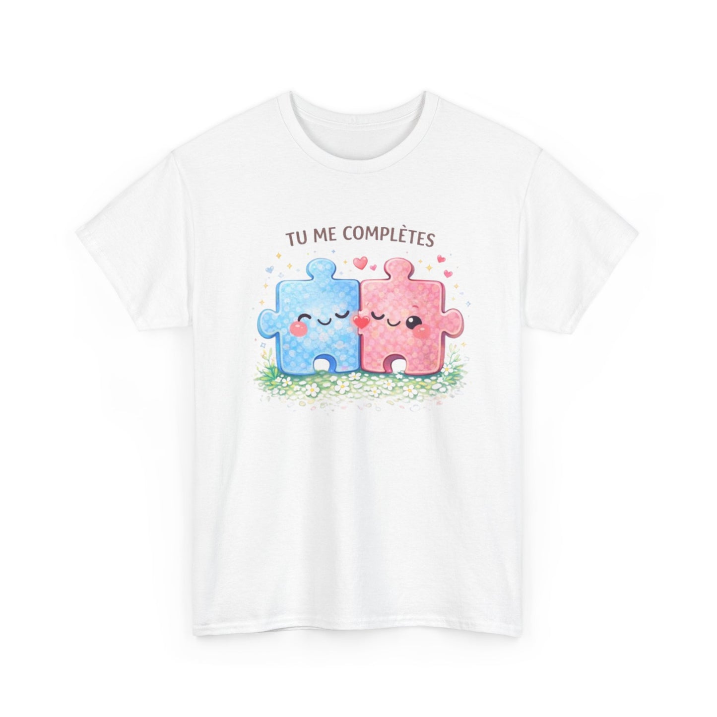 Tee Shirt Tu Me Complètes Puzzle Couple Amour – T-shirt Romantique Saint Valentin – Idée Cadeau