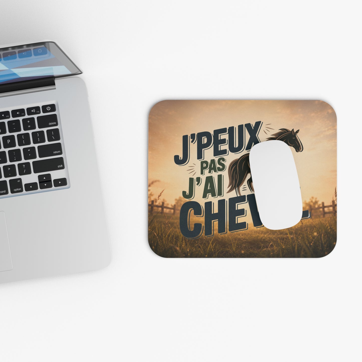 Tapis de Souris 22x18cm J'Peux Pas J'Ai Cheval – Cadeau Humour Cavalier Cavalière Homme Femme – Design Équestre Bureau