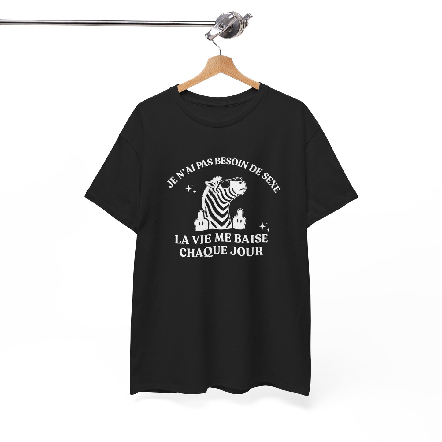 T-Shirt Humour Zèbre Homme Femme – Tee Shirt Message Drôle Vie Quotidienne – Cadeau Humour Sarcastique Noir Blanc Gris