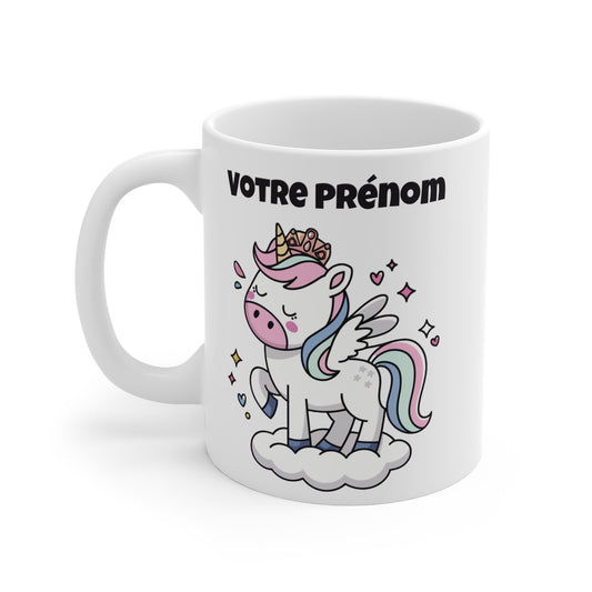 Mug Licorne Personnalisable Personnalisé avec Prénom - idée cadeau pour enfant et adulte