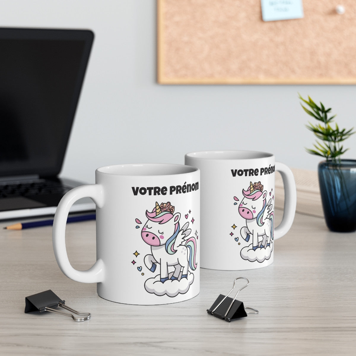 Mug Licorne Personnalisable Personnalisé avec Prénom - idée cadeau pour enfant et adulte