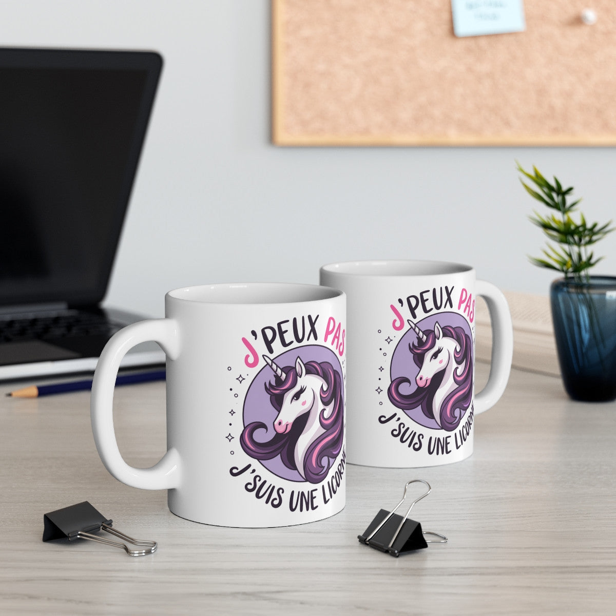 Mug Licorne - J'peux pas, j'suis une Licorne -idée cadeau design humour pour enfant et adulte