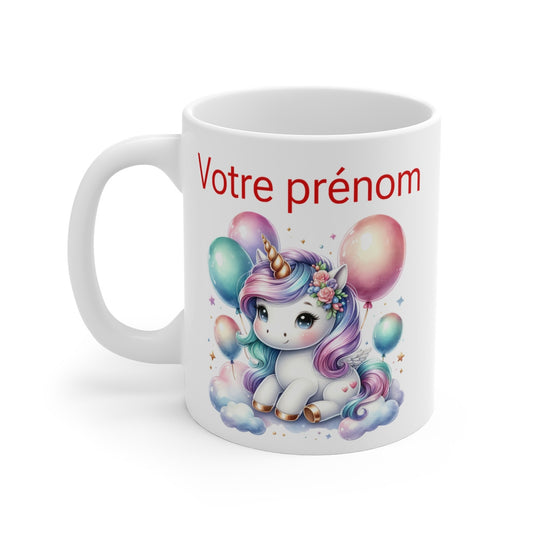Mug Licorne Personnalisable avec Prénom - Cadeau Fantaisie et Humoristique