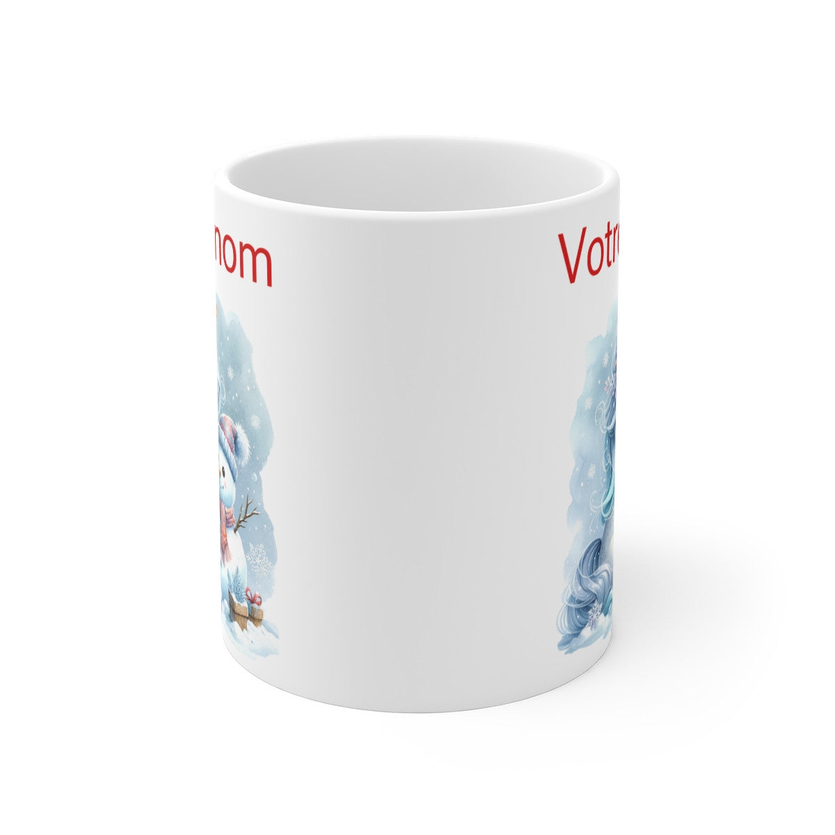 Mug Licorne Personnalisable avec Prénom et Bonhomme de Neige - Cadeau Hivernal Fantaisie