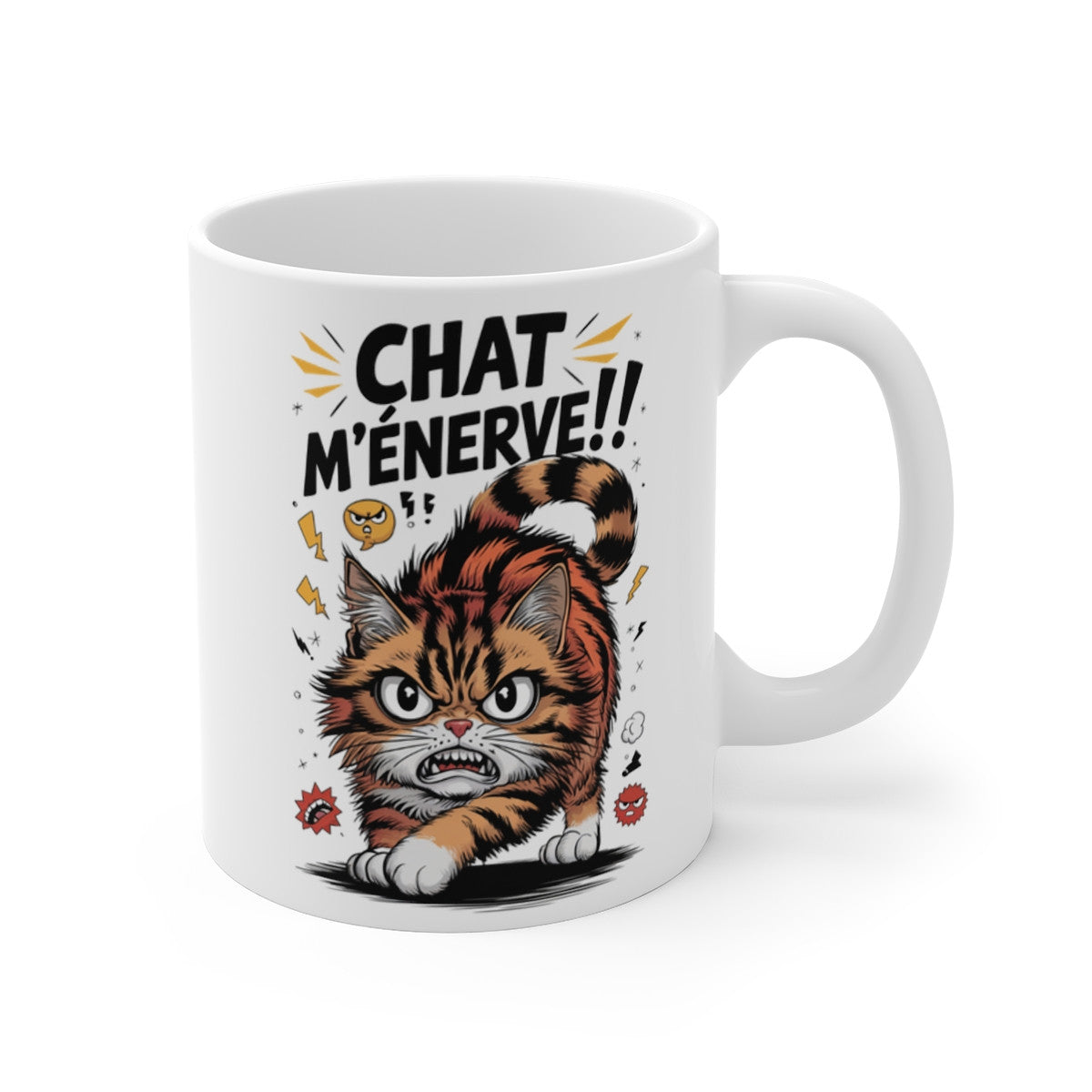 Mug Tasse Chat M'énerve - Mug Humoristique avec Chat Énervé - Cadeau Fun pour Amoureux des Chats, Animal