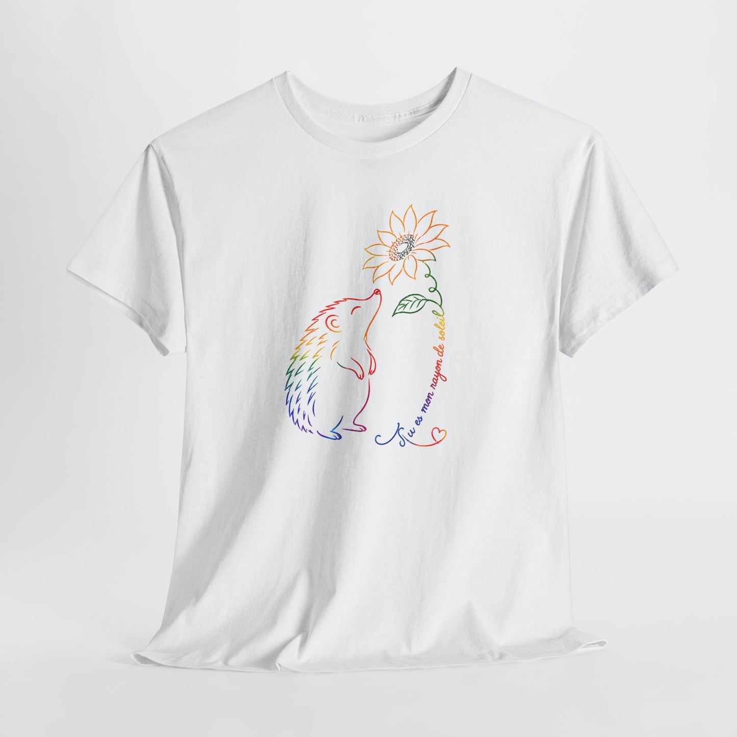 Tee Shirt Femme Hérisson Tournesol Coloré Fleur Nature Animal Mignon Cadeau Original