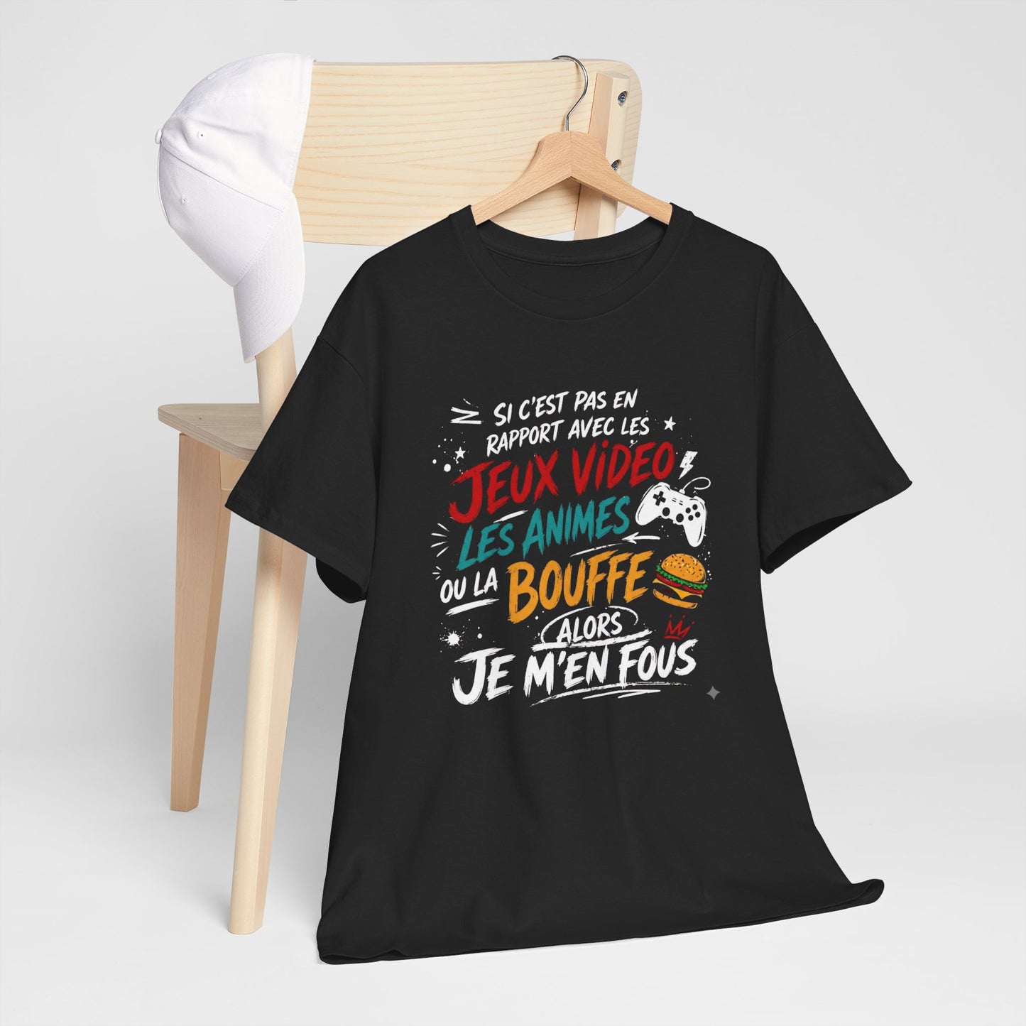 T-Shirt Gamer Homme Humour Jeux Vidéo Anime Bouffe – Alors Je M’en Fous – Cadeau Geek Gaming