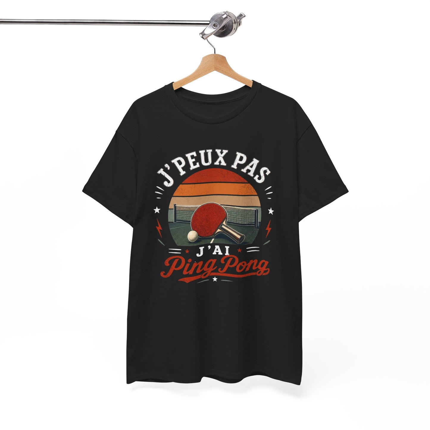 T-Shirt Ping Pong Homme Femme – J’Peux Pas J’Ai Ping Pong – Tee Shirt Tennis de Table Vintage Pongiste Raquette Balle Club Sport Cadeau Passion Tennis de Table