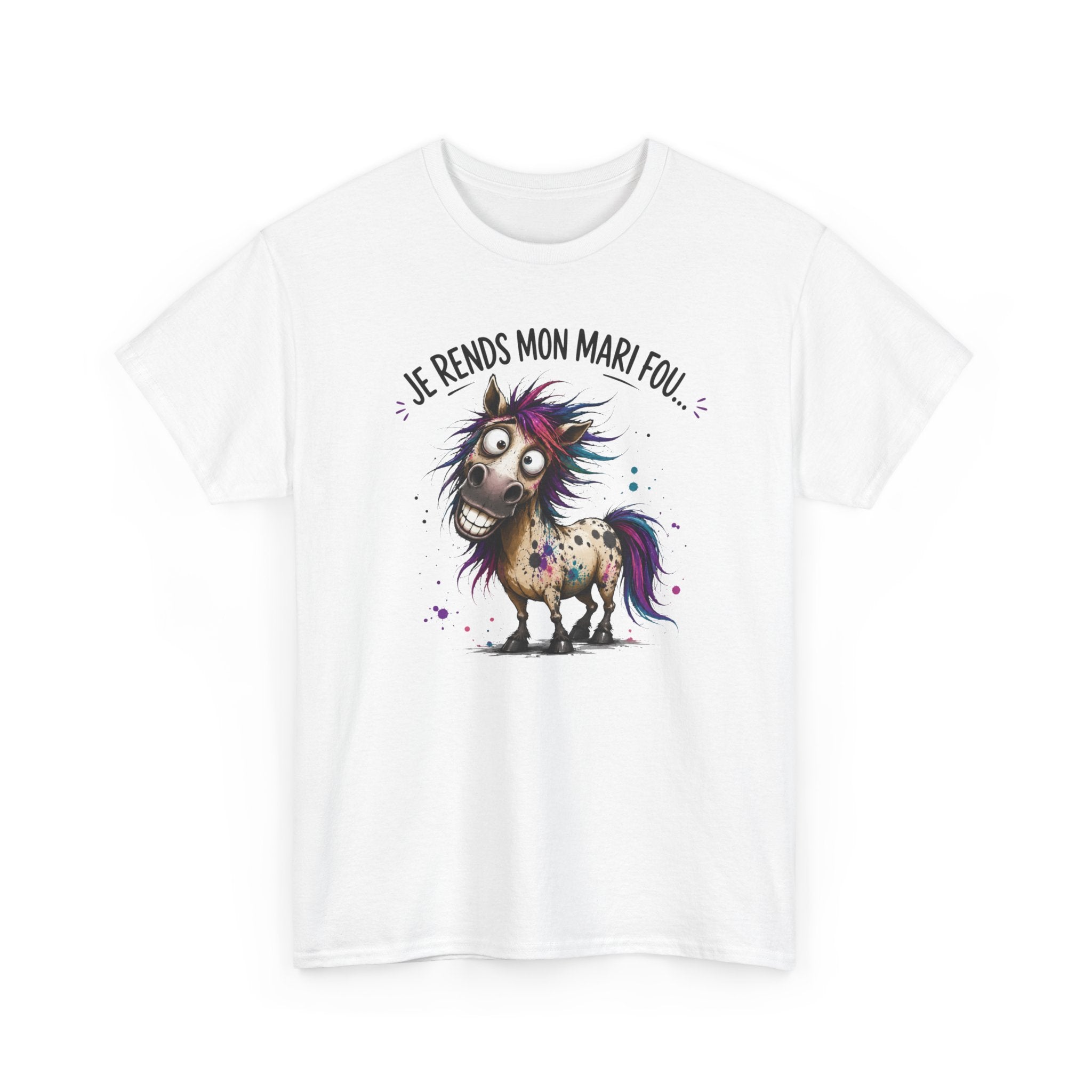 Tee-Shirt Je Rends Mon Mari Fou – Cadeau Femme Mariée Humour Couple – Cheval Drôle Délirant – Idée Cadeau Épouse