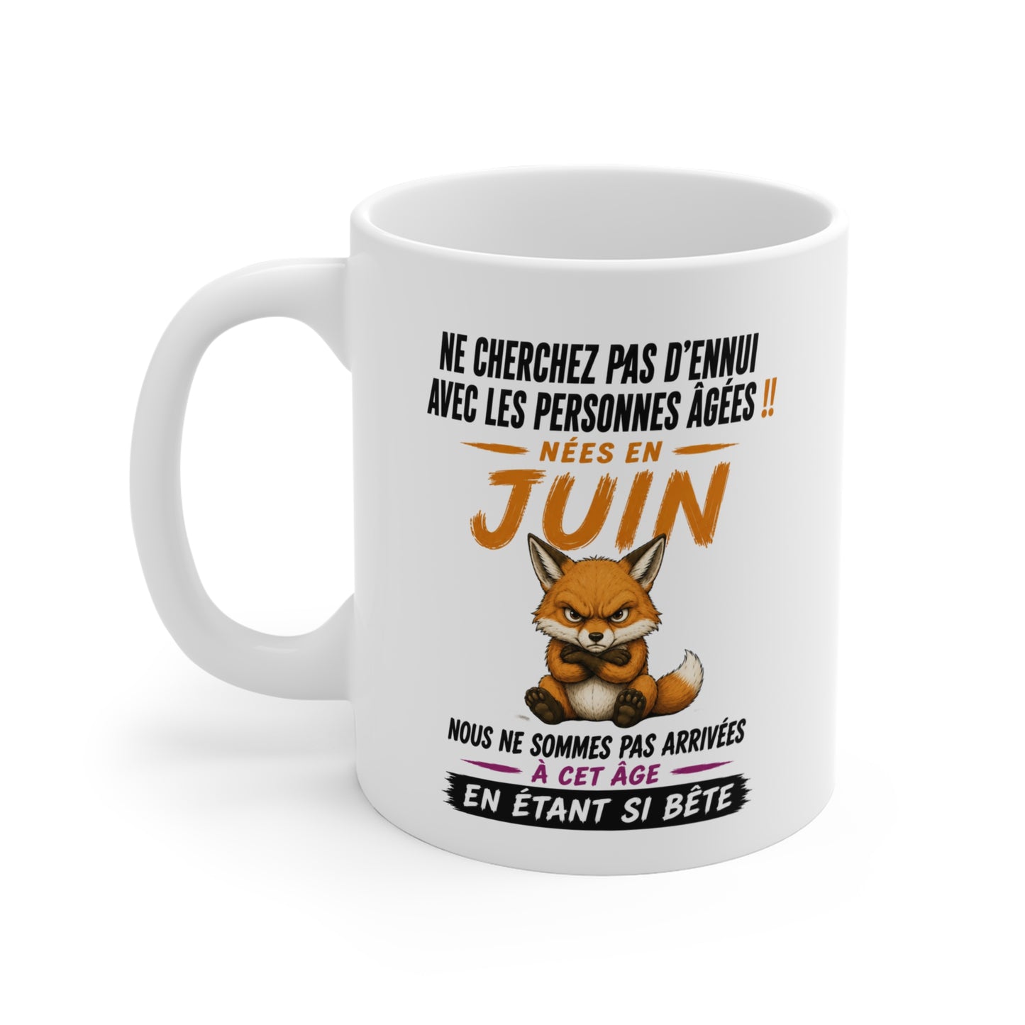 Tasse Retraite Juin Humour – Mug Personne Âgée Renard Drôle – Cadeau Retraité 325ml
